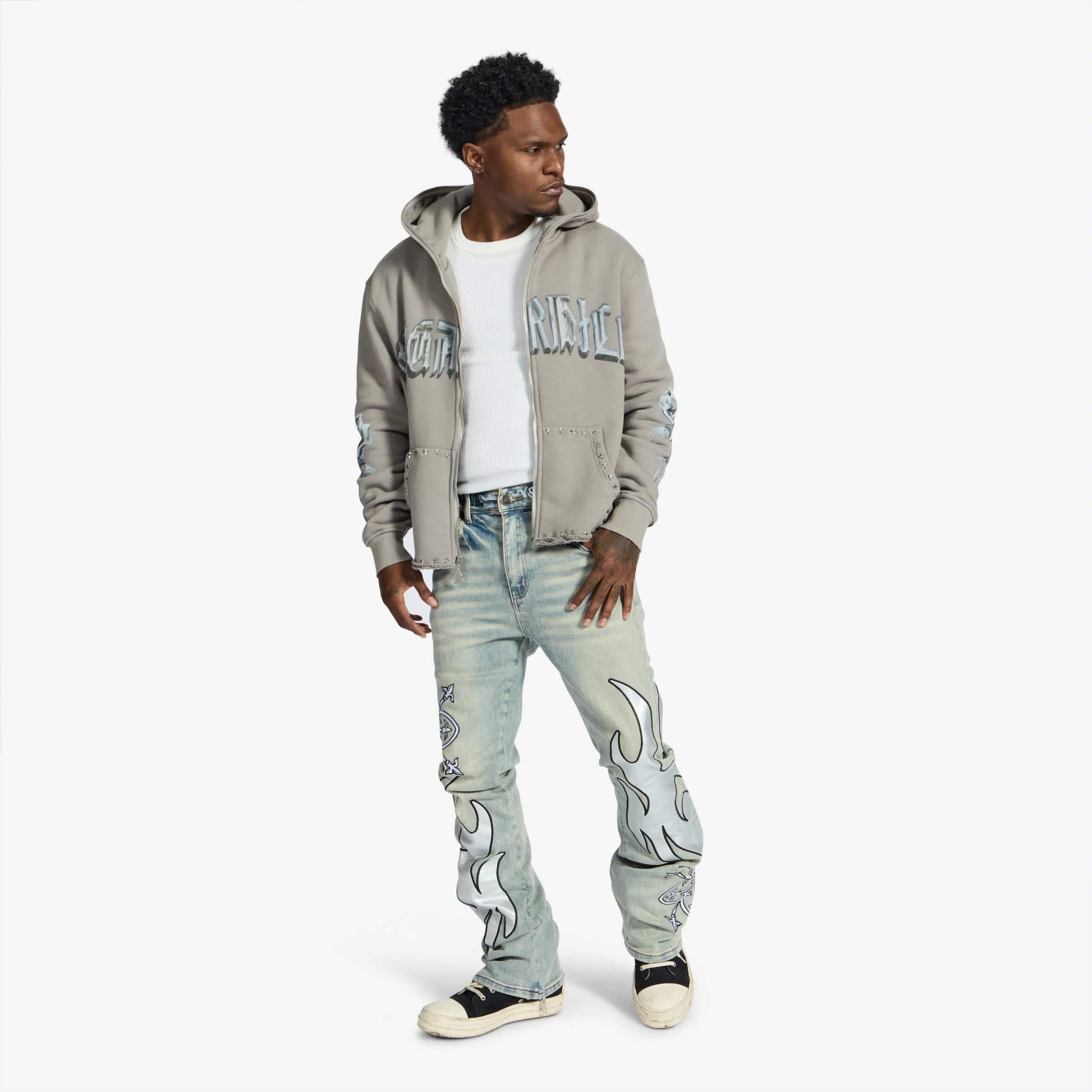 "Body Shop" Full-Zip Hoodie (gray vintage)