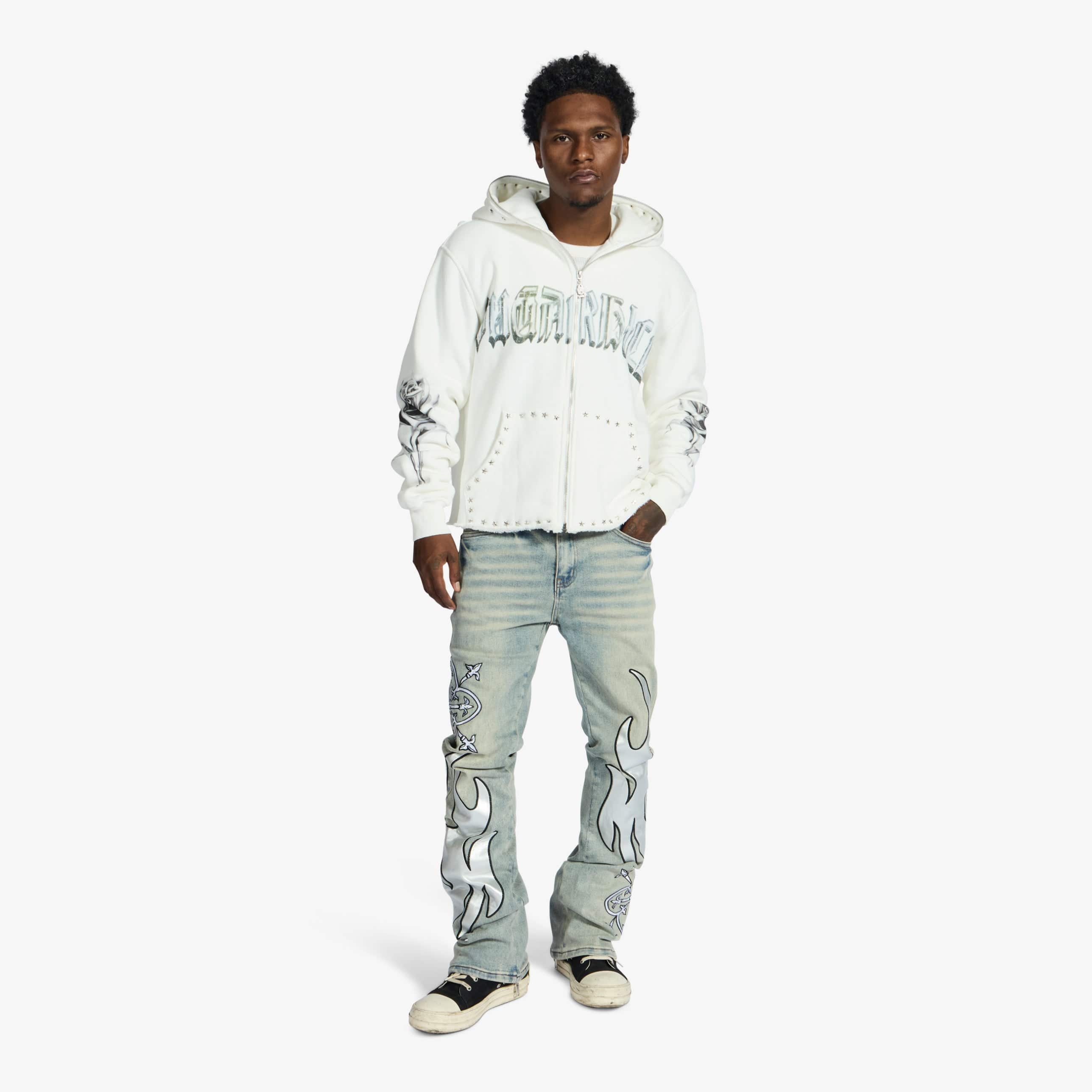 "Body Shop" Full-Zip Hoodie (white)