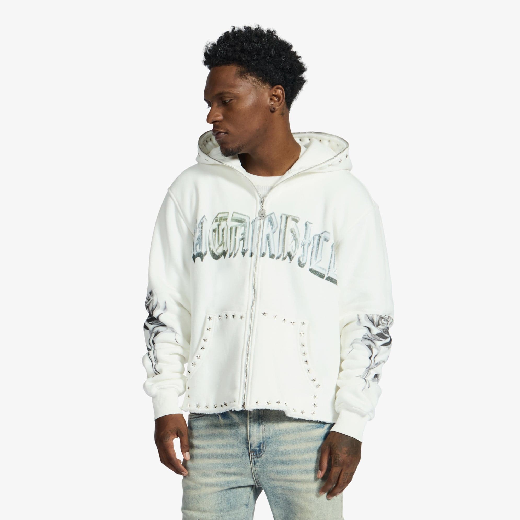 "Body Shop" Full-Zip Hoodie (white)