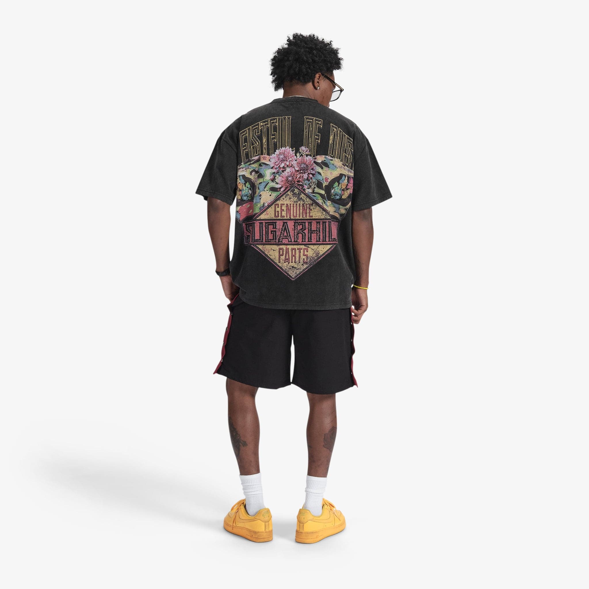 "Magnolia" Snap Shorts (maroon/black)