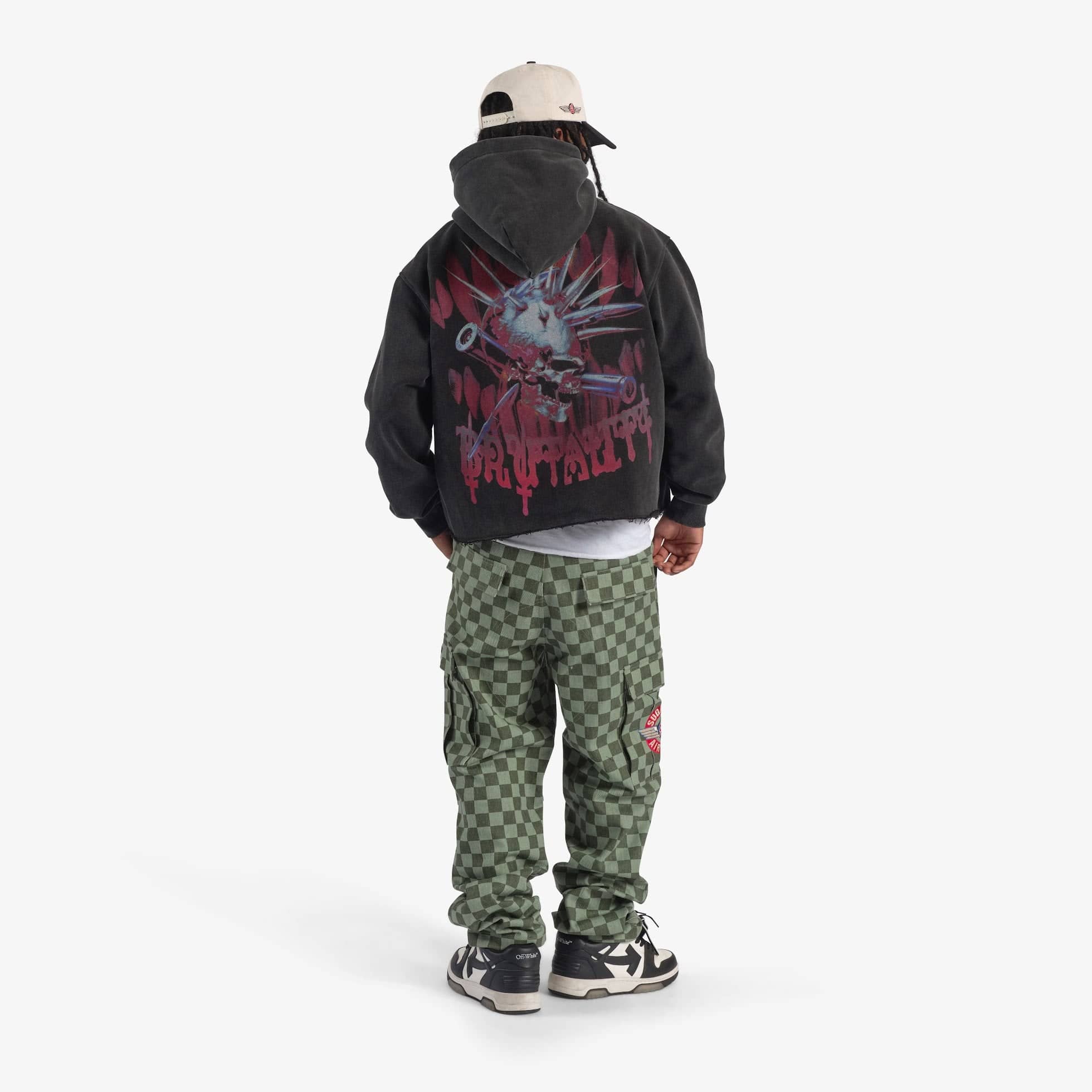 "Brutal" Cropped Hoodie (red/black vintage)