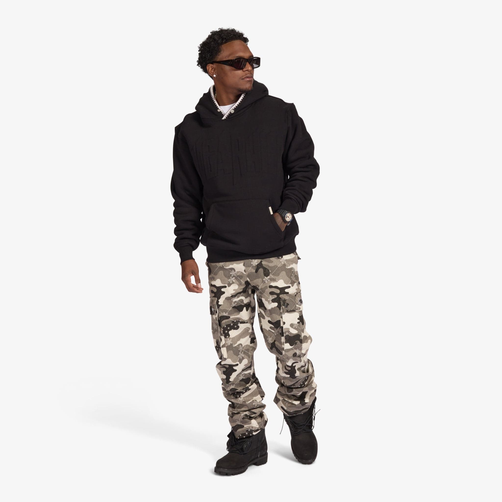 "Staring" Embossed Hoodie (black)