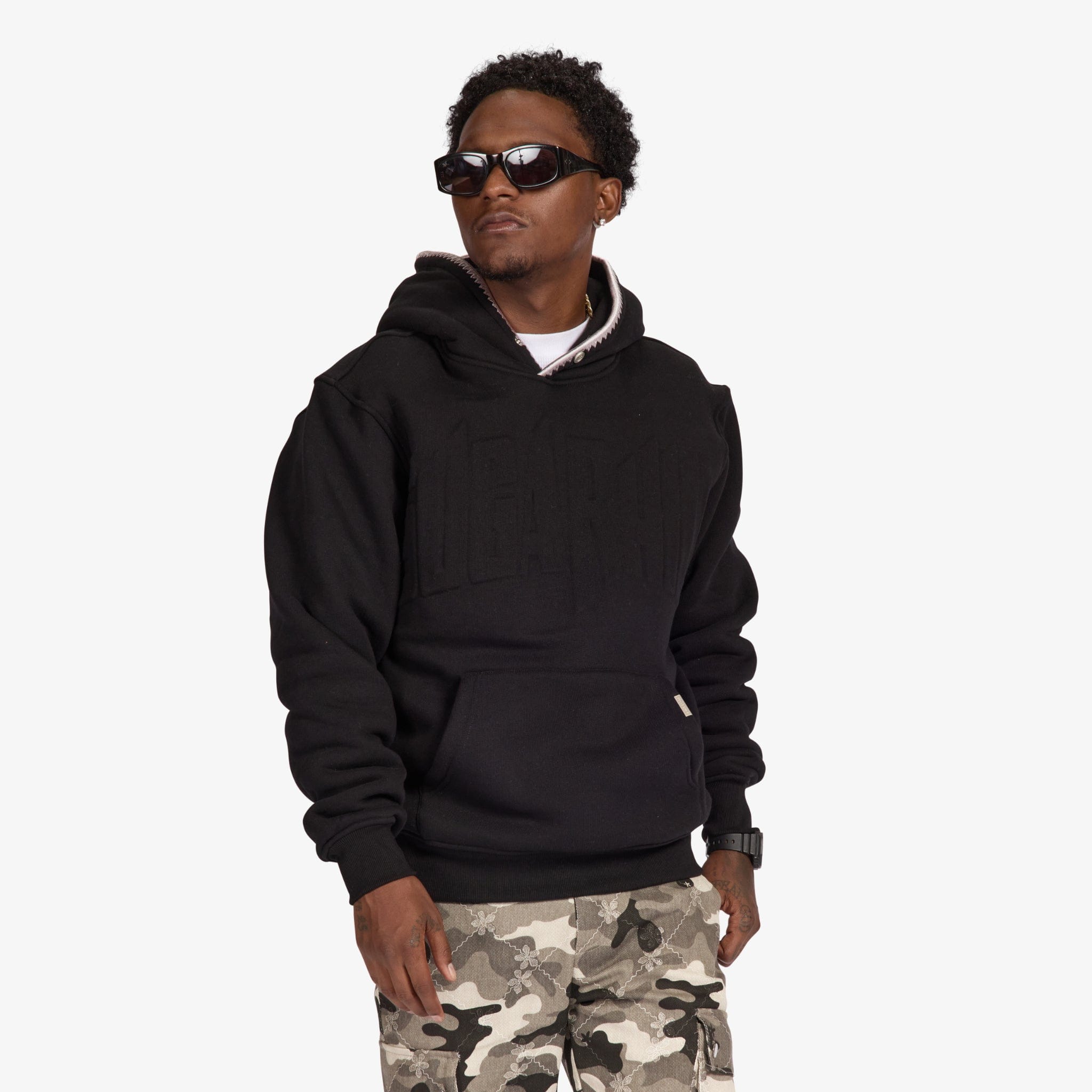 "Staring" Embossed Hoodie (black)