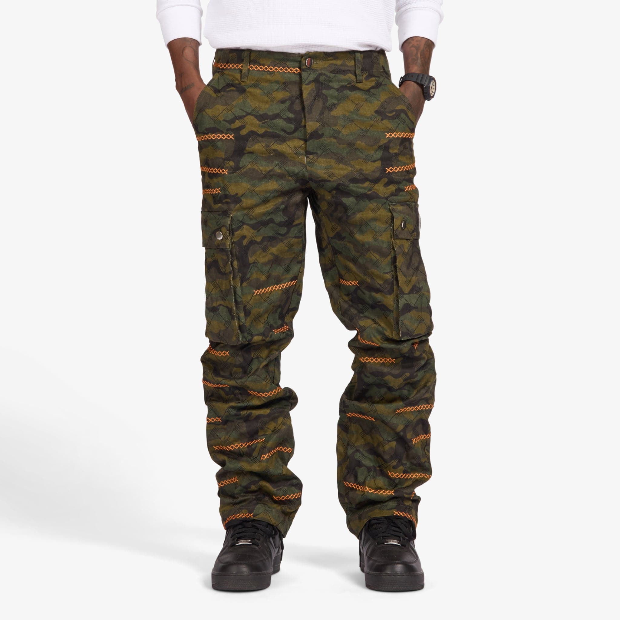 "Ogden" Cargos (scrunch/camo orange)