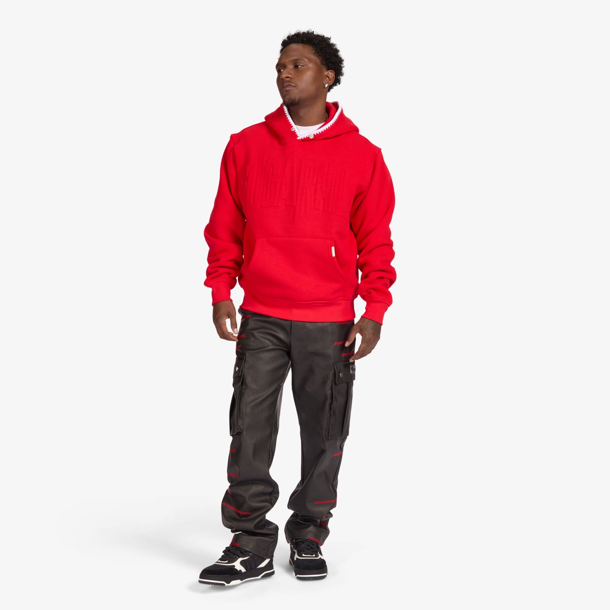 "Staring" Embossed Hoodie (red)