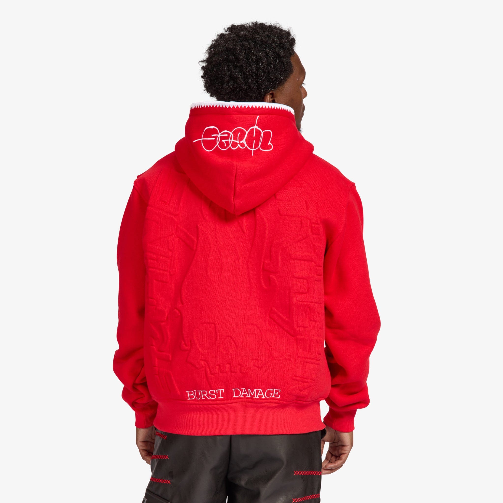 "Staring" Embossed Hoodie (red)