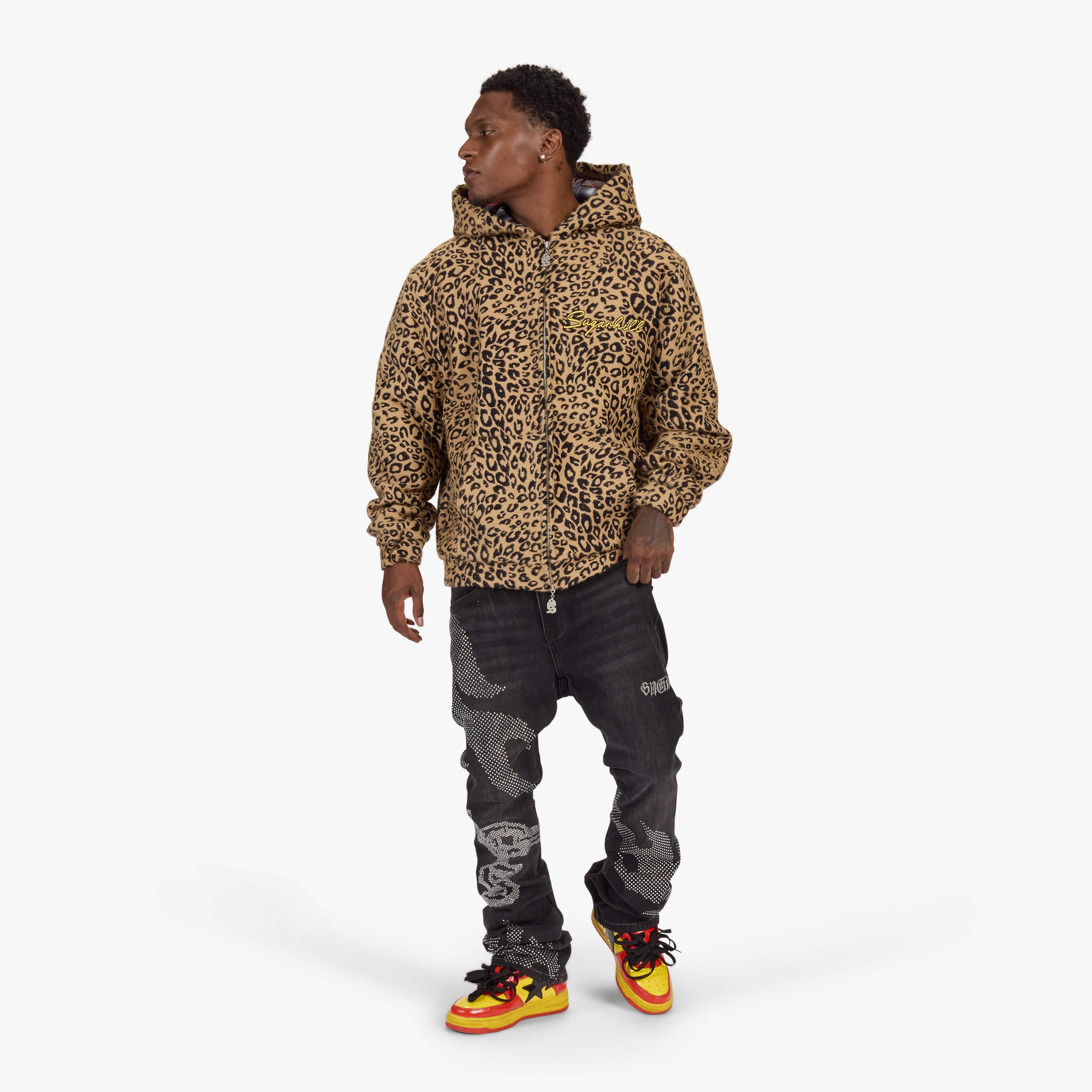 "Love Lost" Fur-Zip Hoodie (brown cheetah)