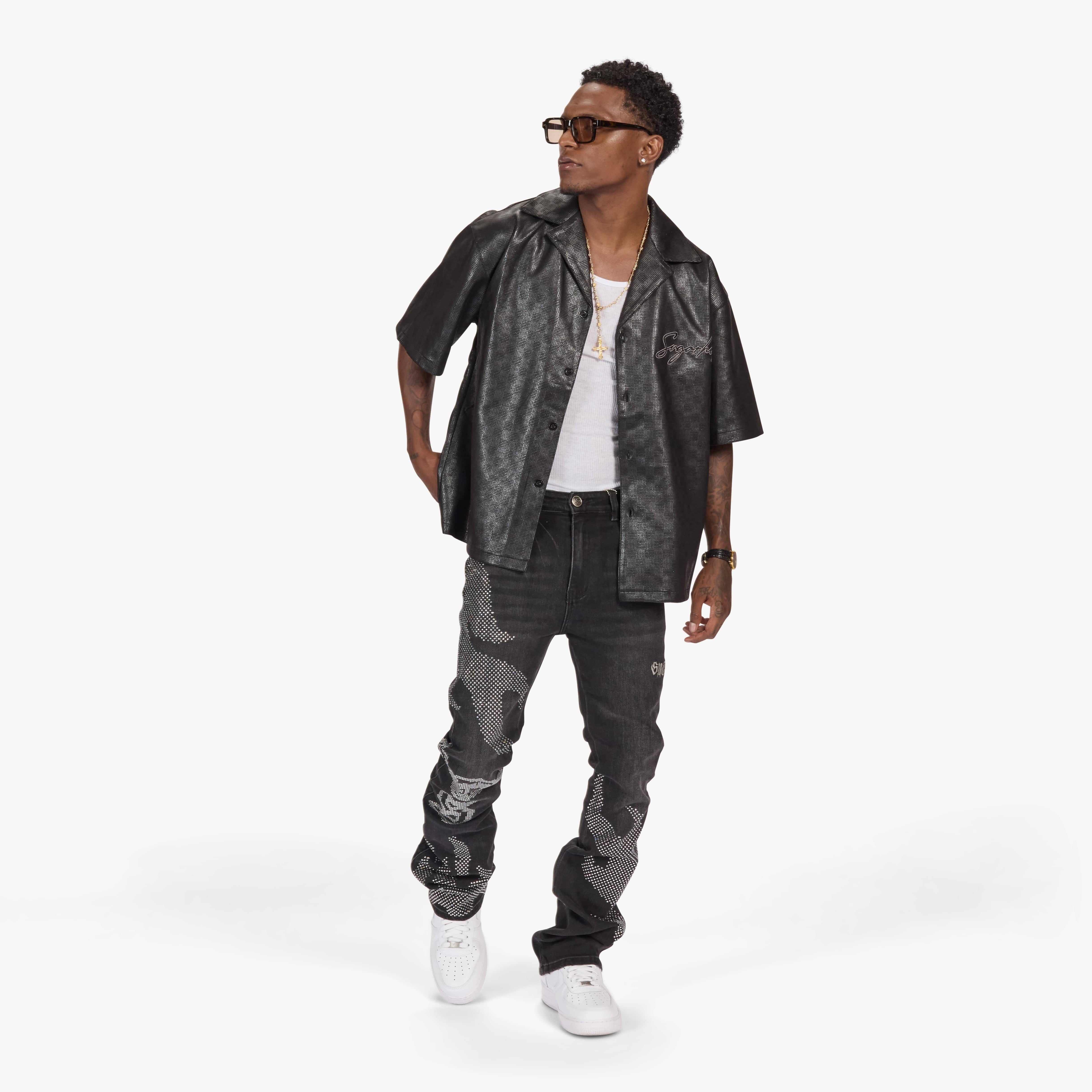"Madison" Lounge Shirt (black sparkle)