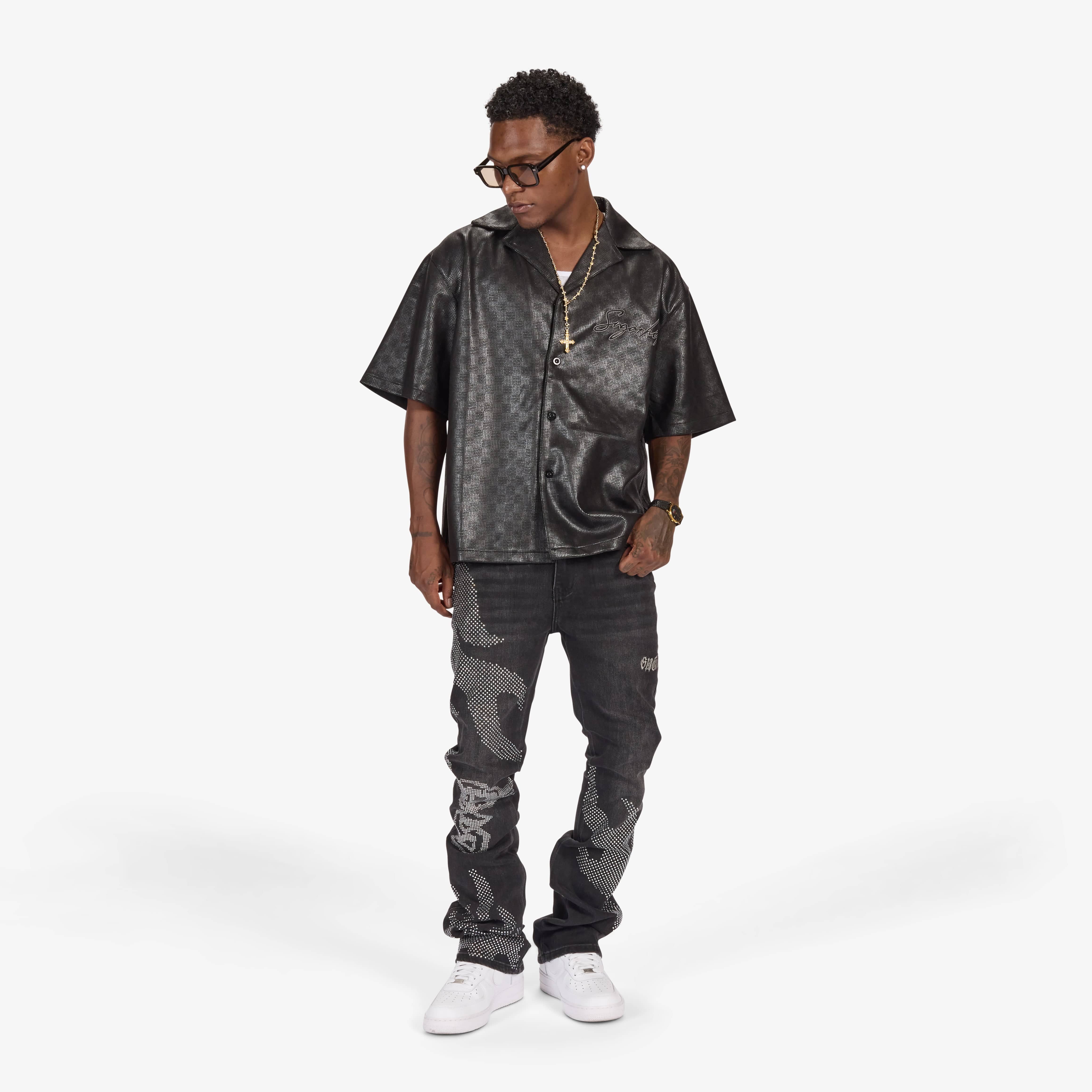 "Madison" Lounge Shirt (black sparkle)
