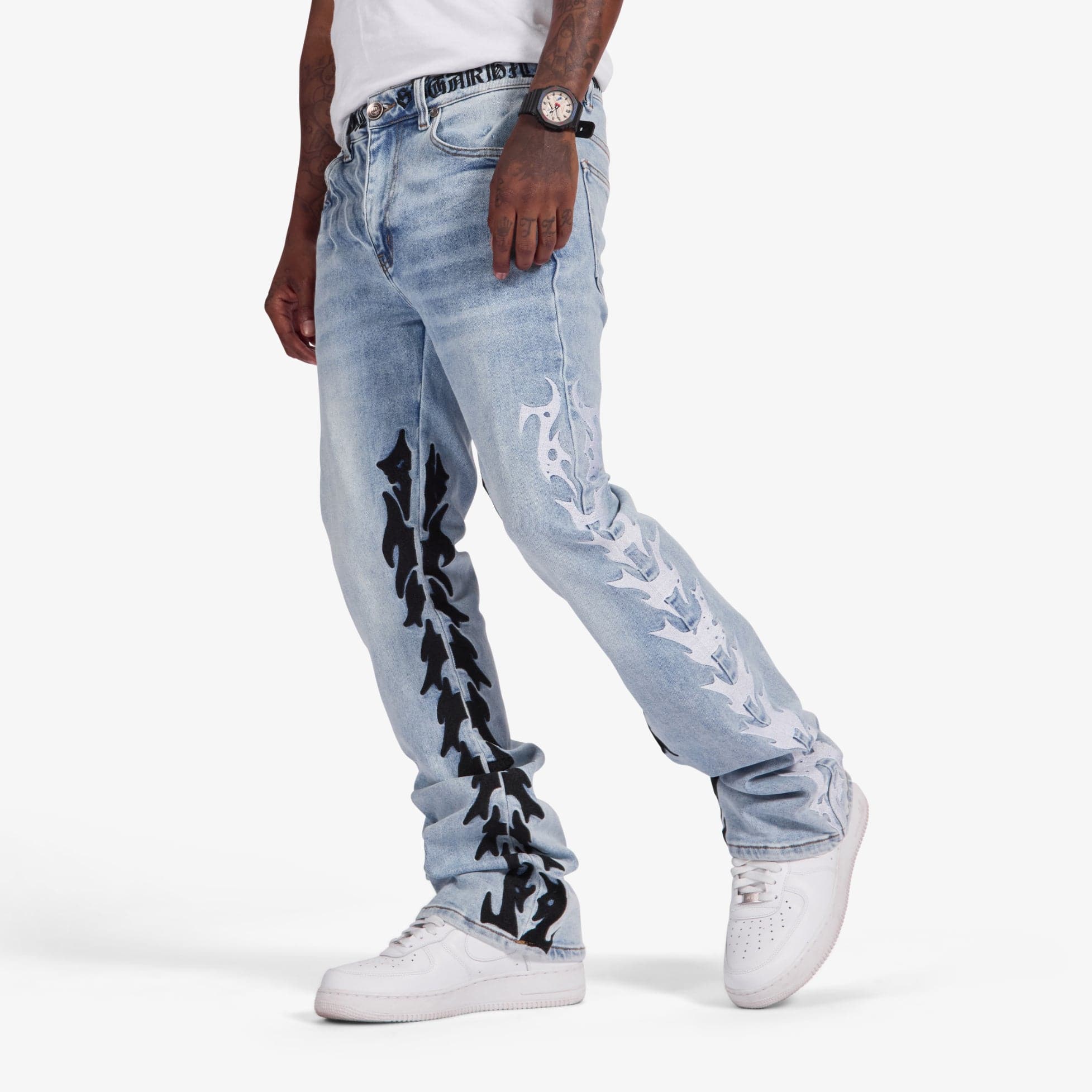 "Toxins" Stacked Jeans (blue wash)