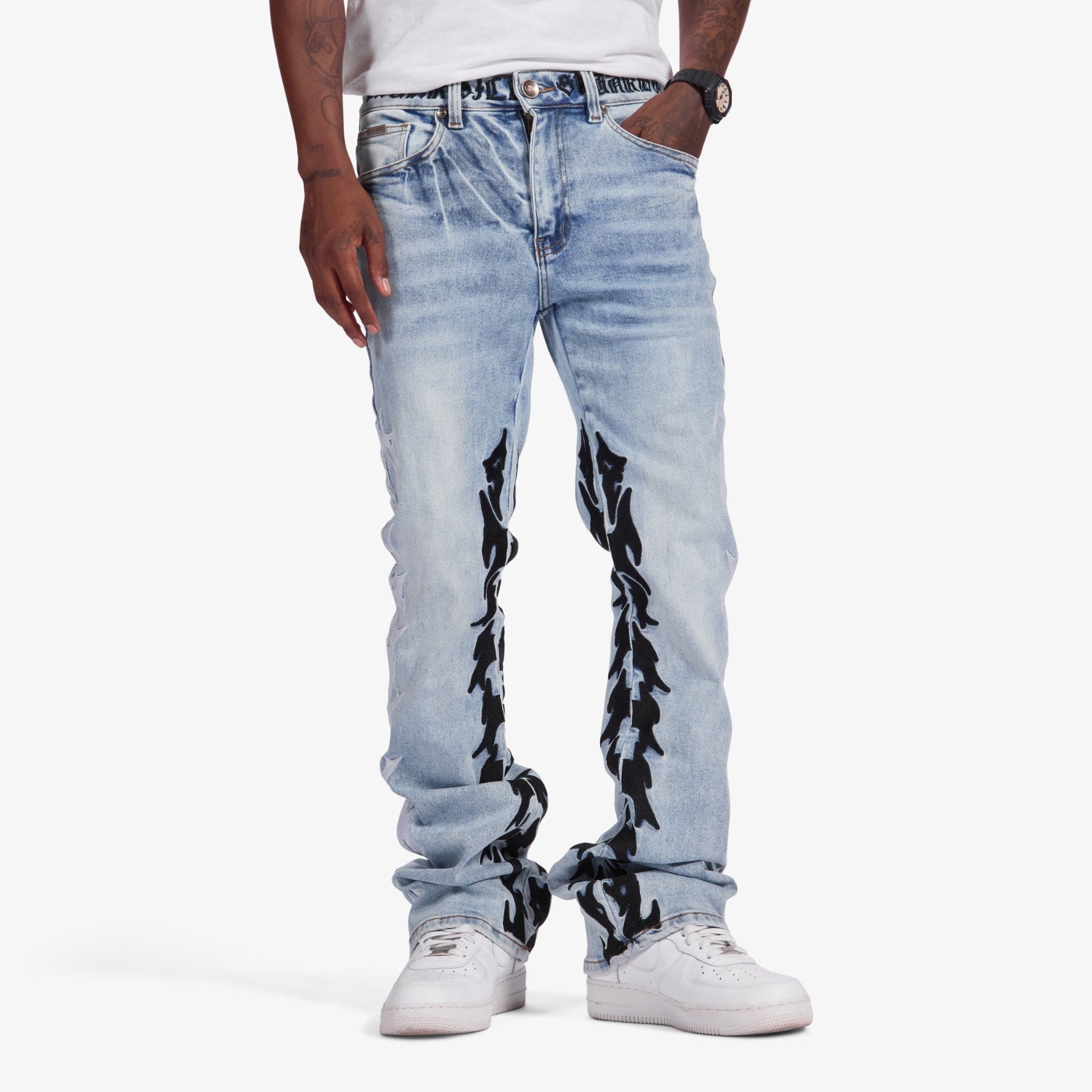 "Toxins" Stacked Jeans (blue wash)