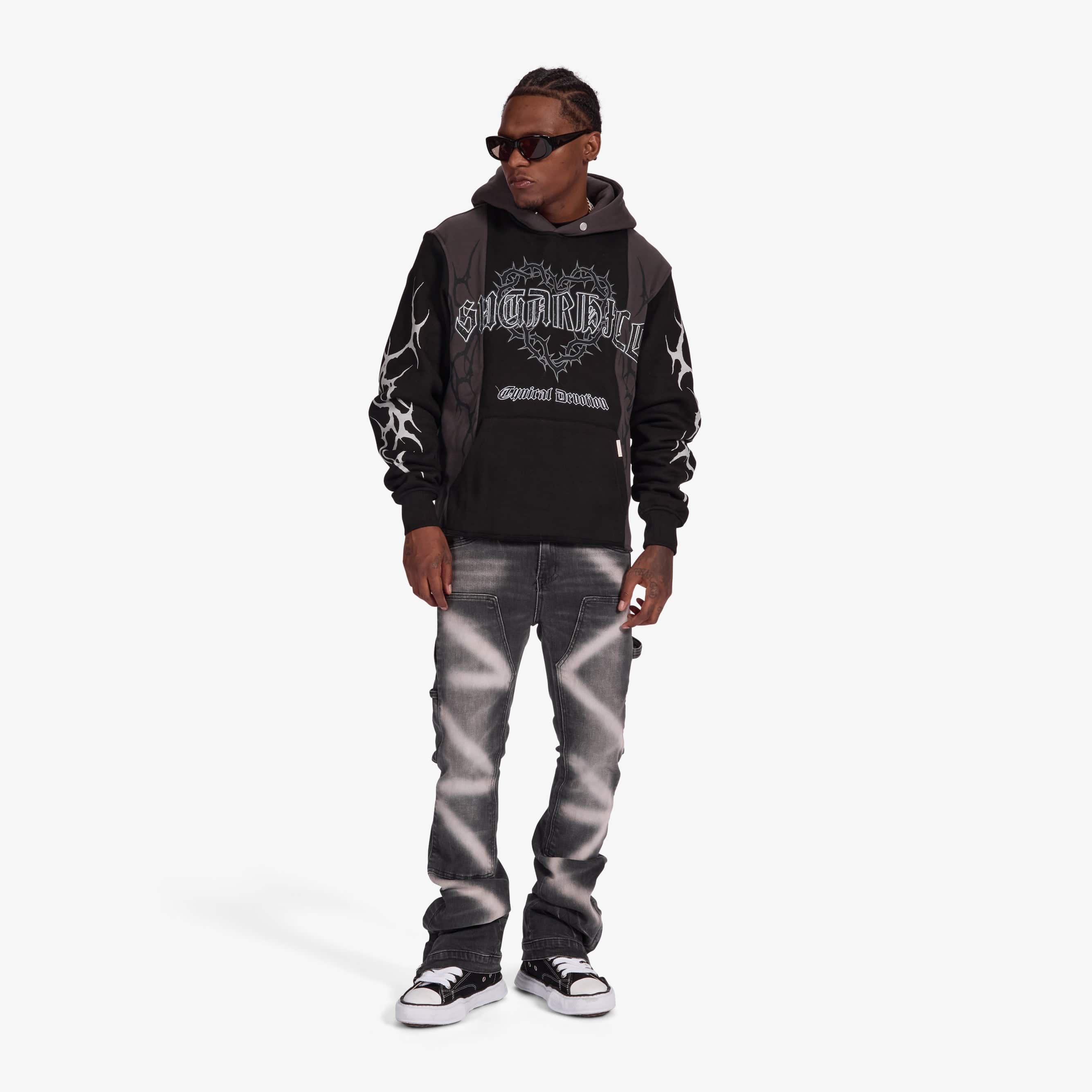 "Devoted" Split Hoodie (black/charcoal)