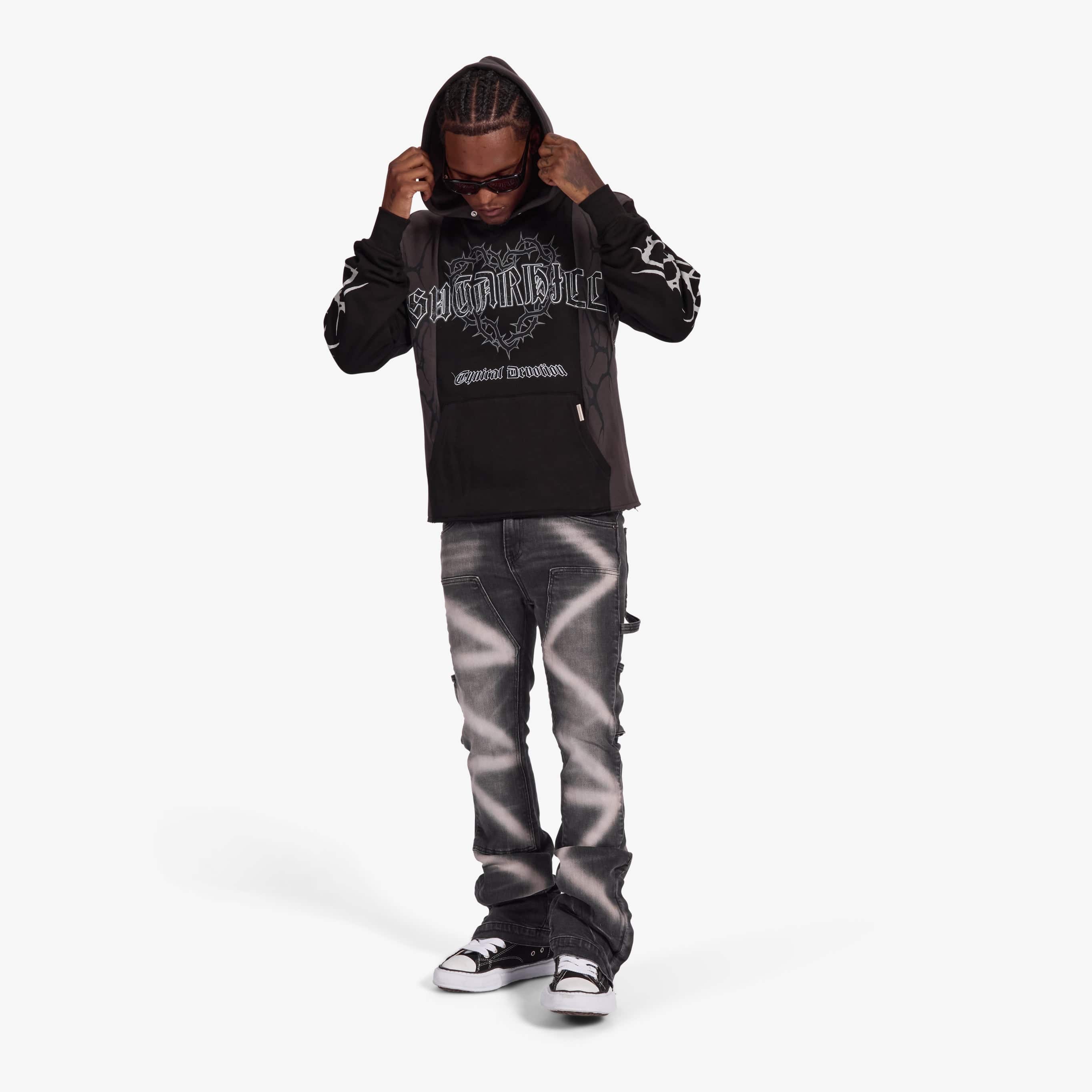 "Devoted" Split Hoodie (black/charcoal)