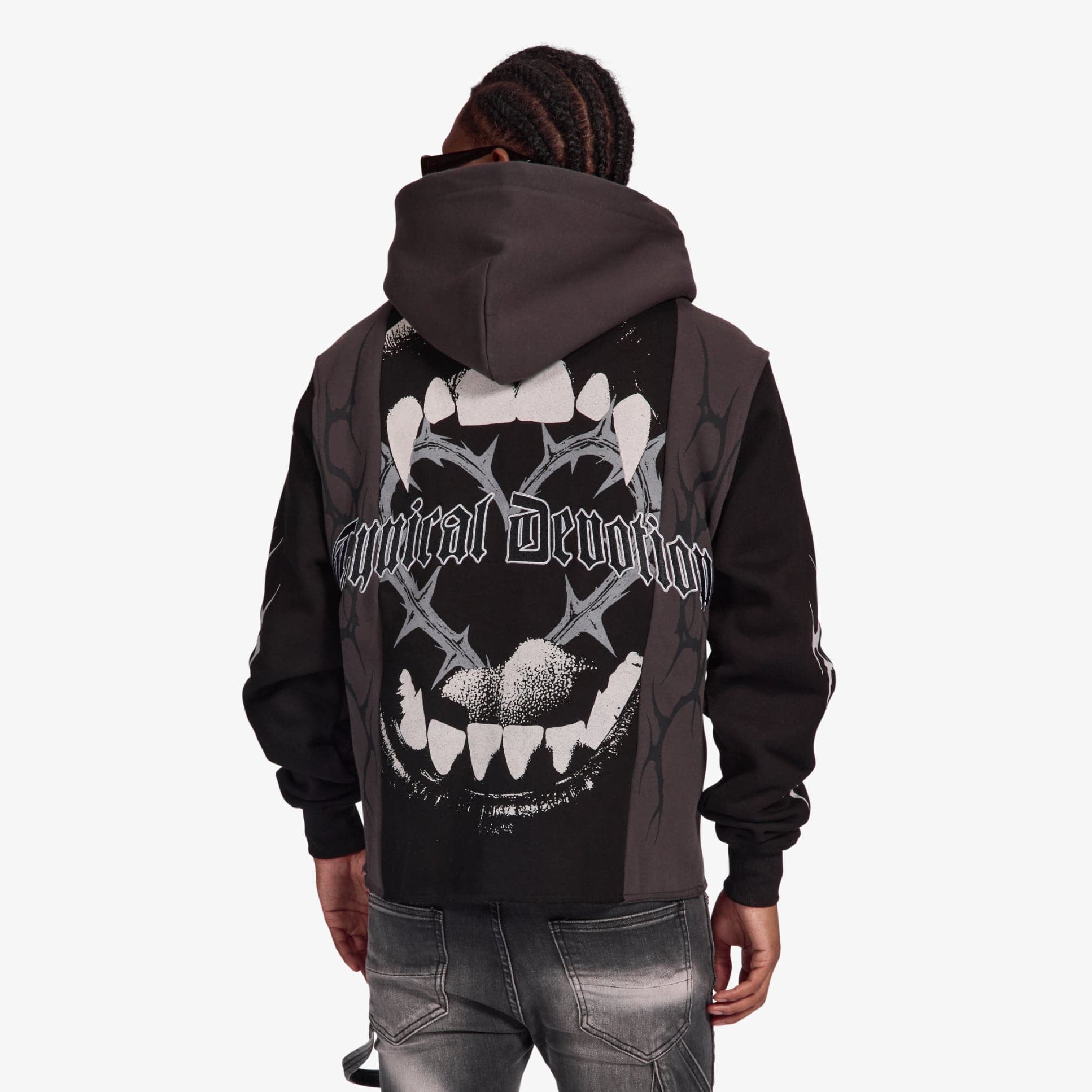 "Devoted" Split Hoodie (black/charcoal)