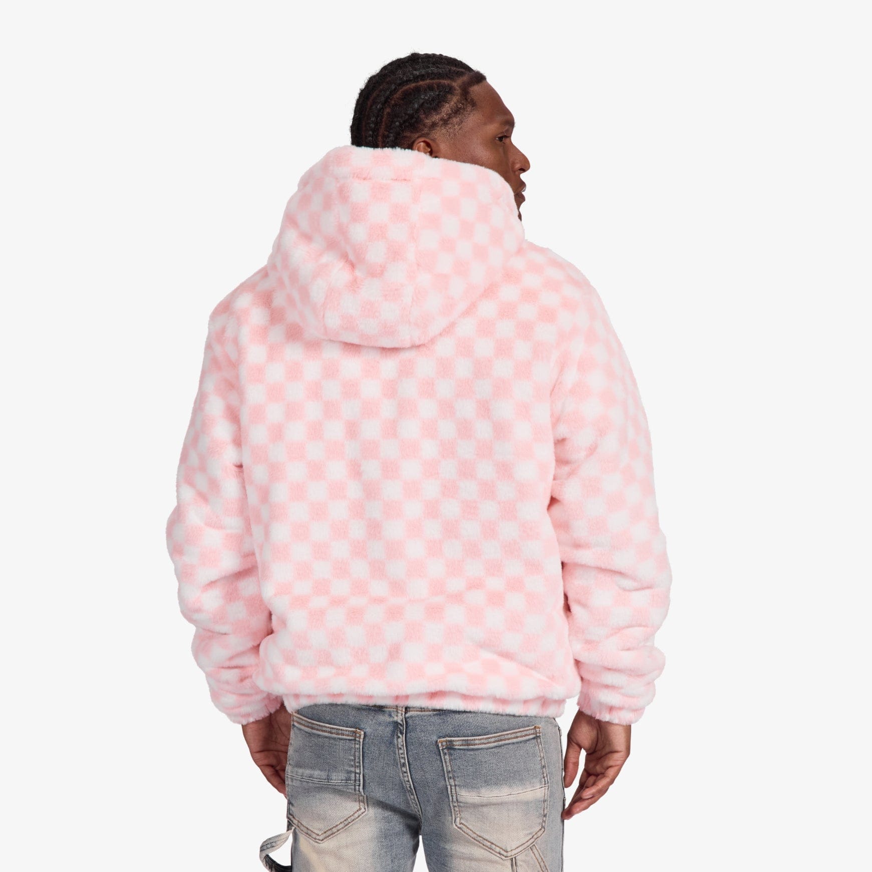 "Magnus" Fur Hoodie (pink/white)