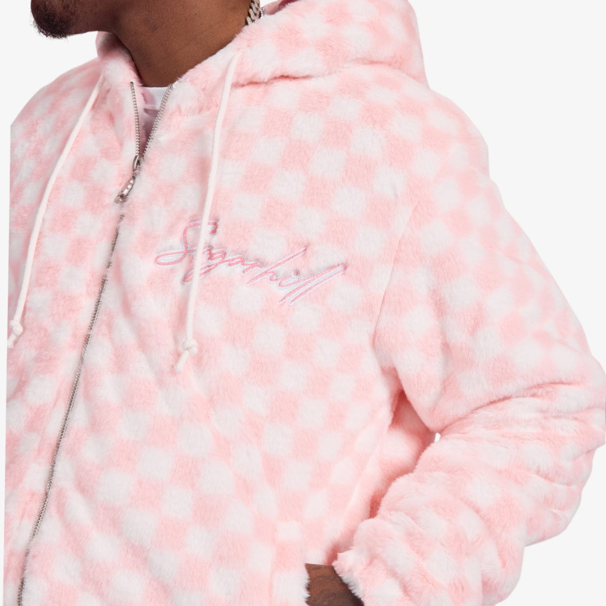 "Magnus" Fur Hoodie (pink/white)