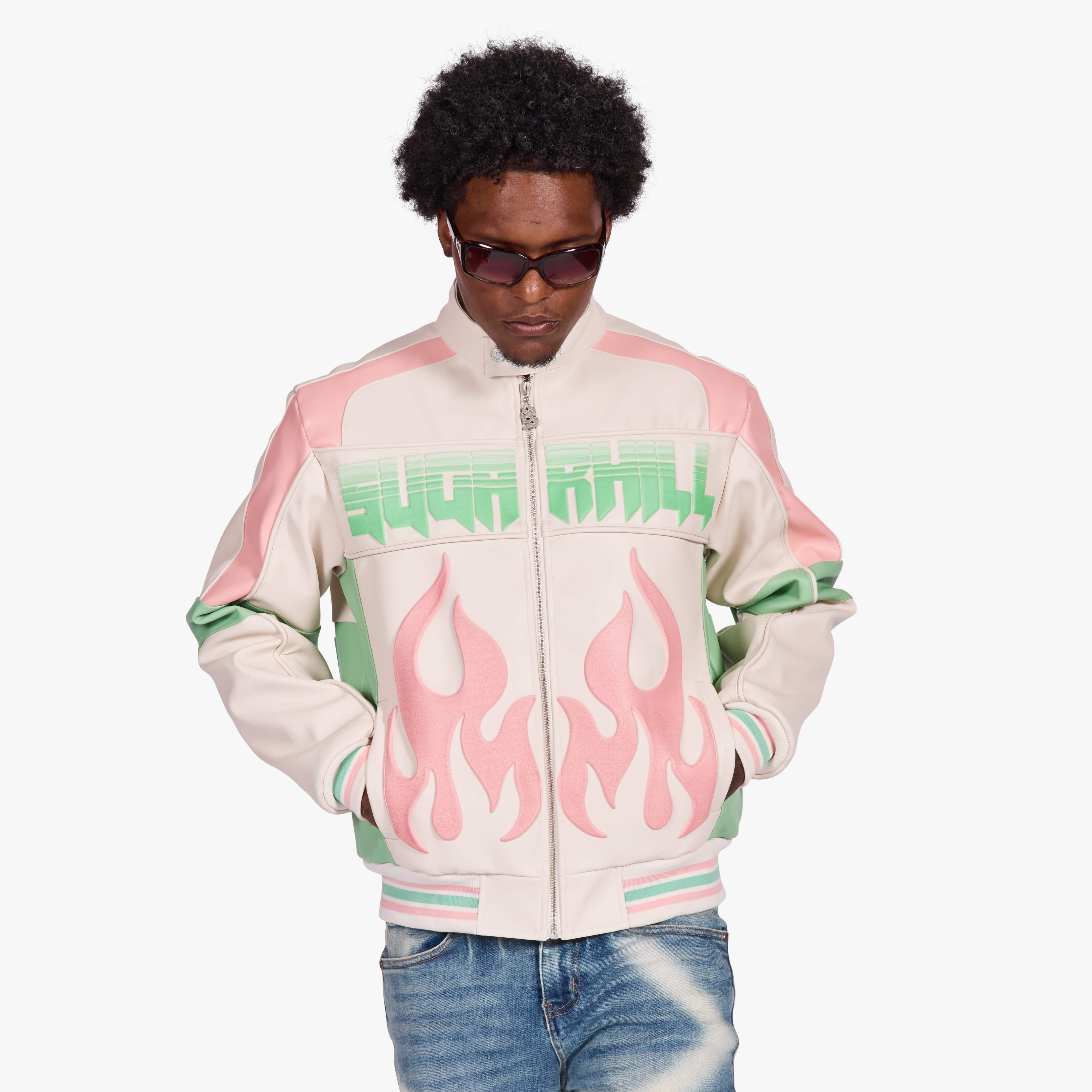 "Alchemy" Racer Jacket (pink/green)