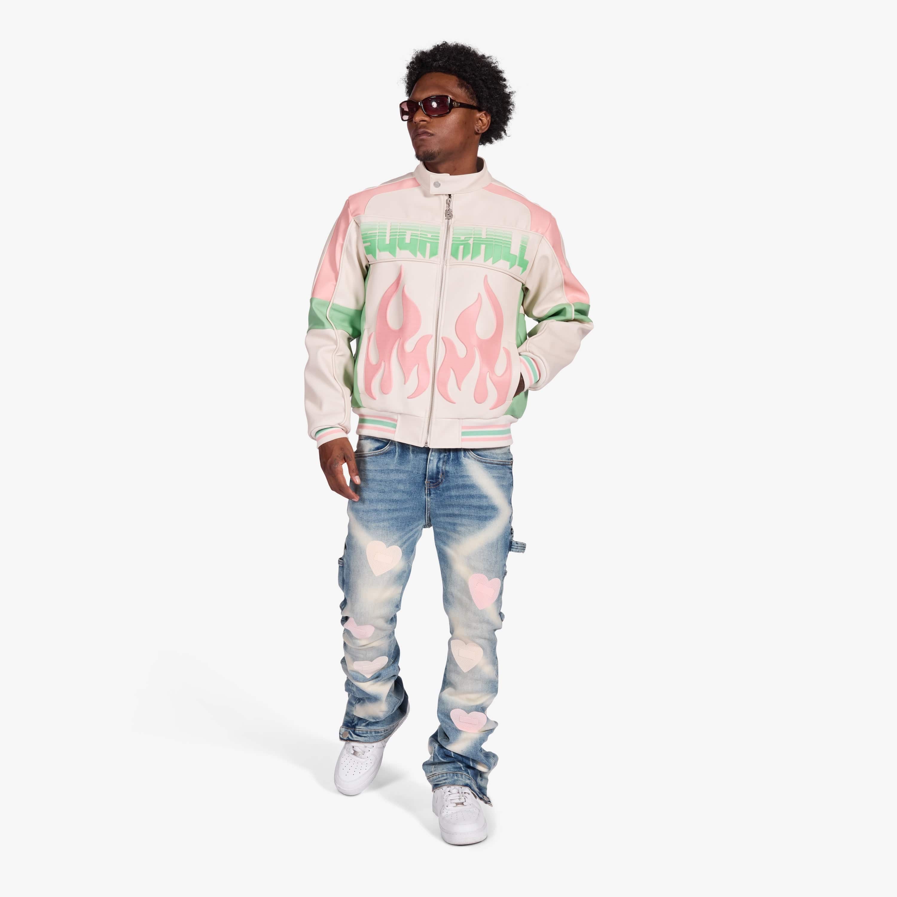"Alchemy" Racer Jacket (pink/green)