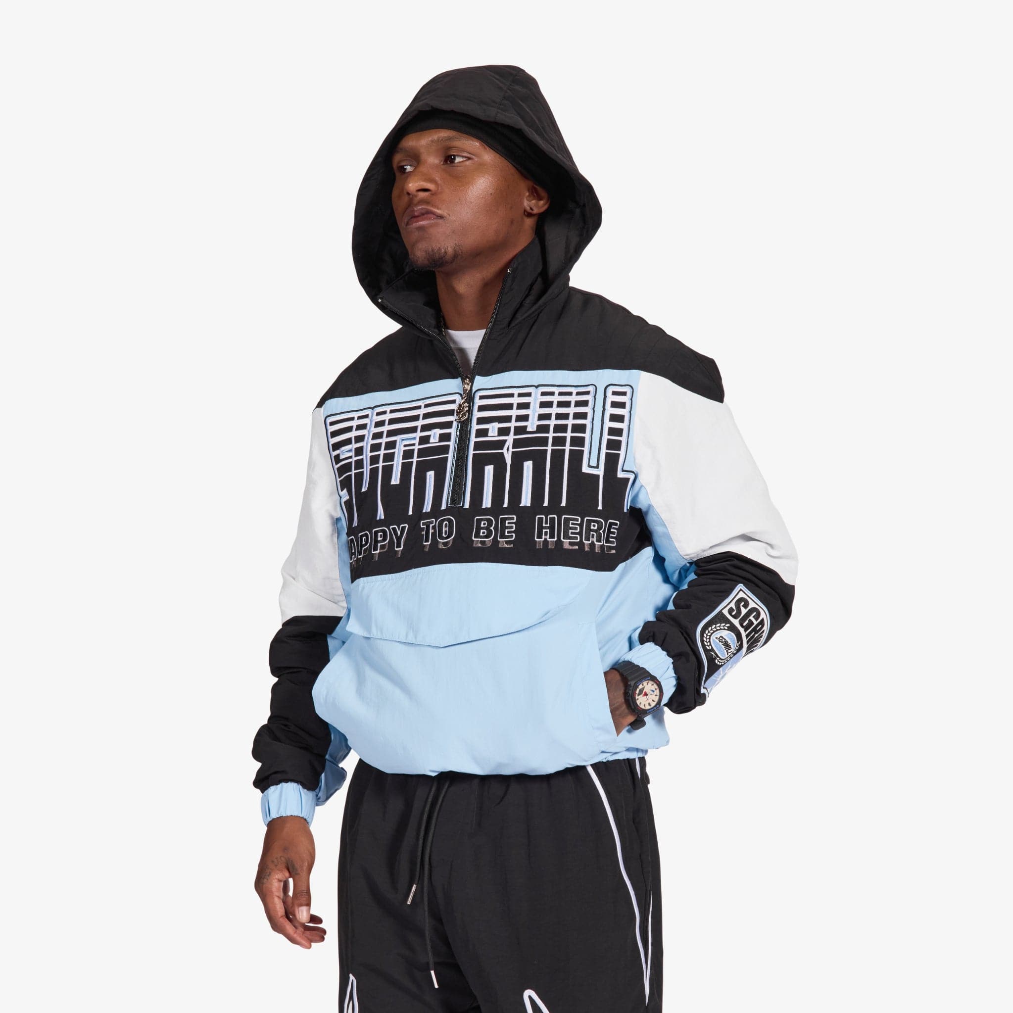 "Storm" Starter Jacket (baby blue/black)