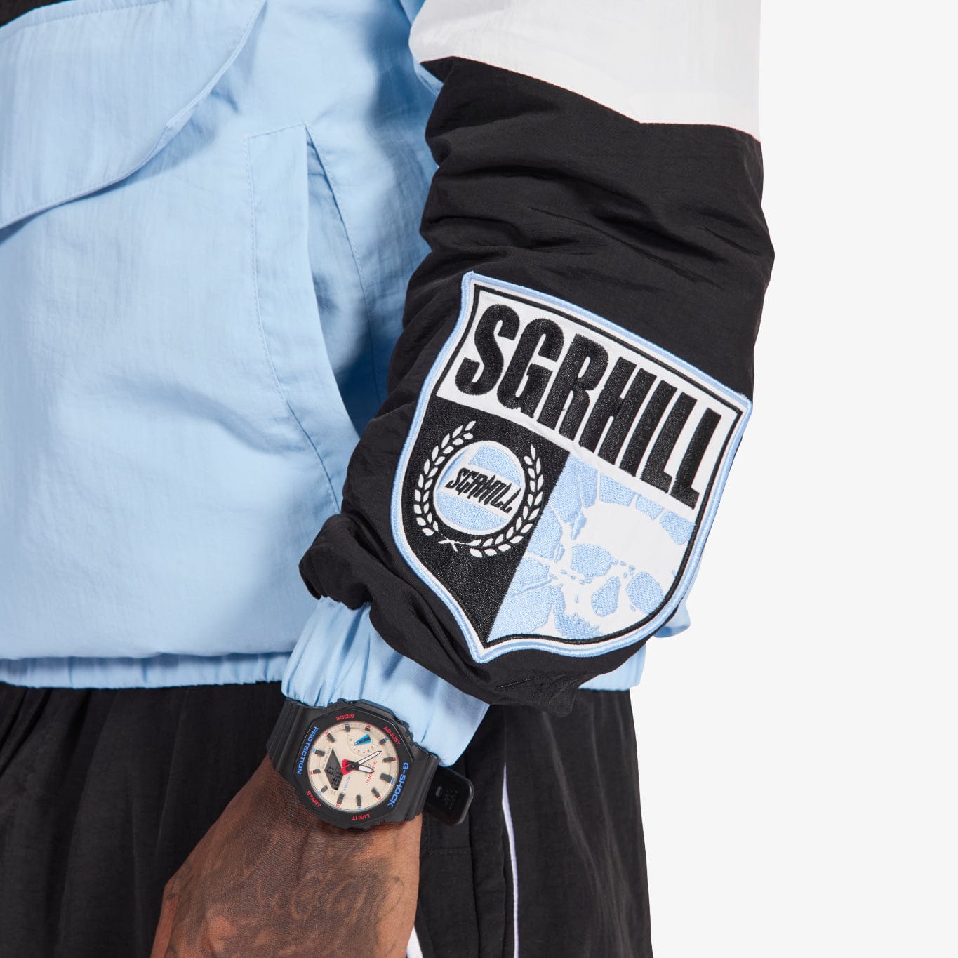 "Storm" Starter Jacket (baby blue/black)