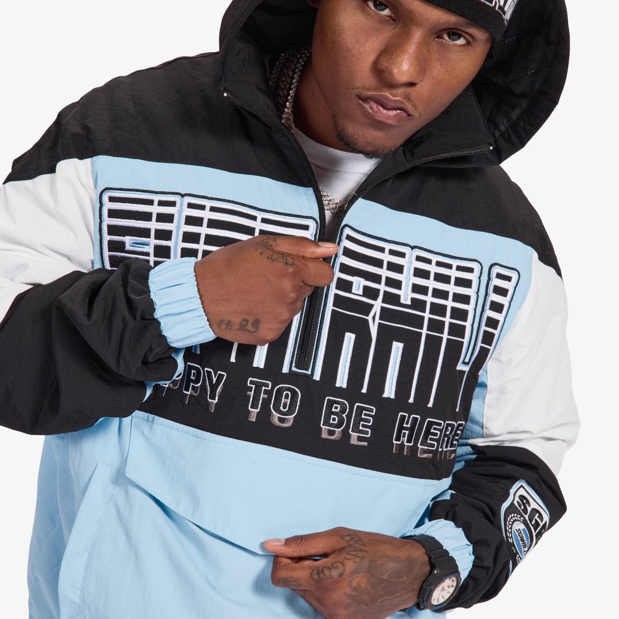 "Storm" Starter Jacket (baby blue/black)