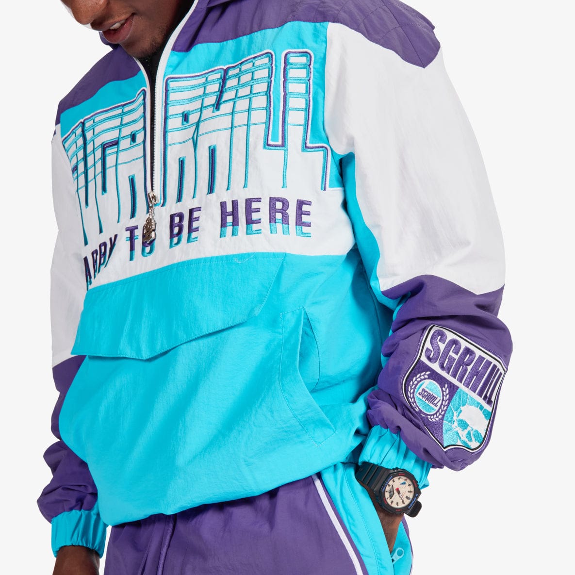 "Storm" Starter Jacket (purple/aqua)