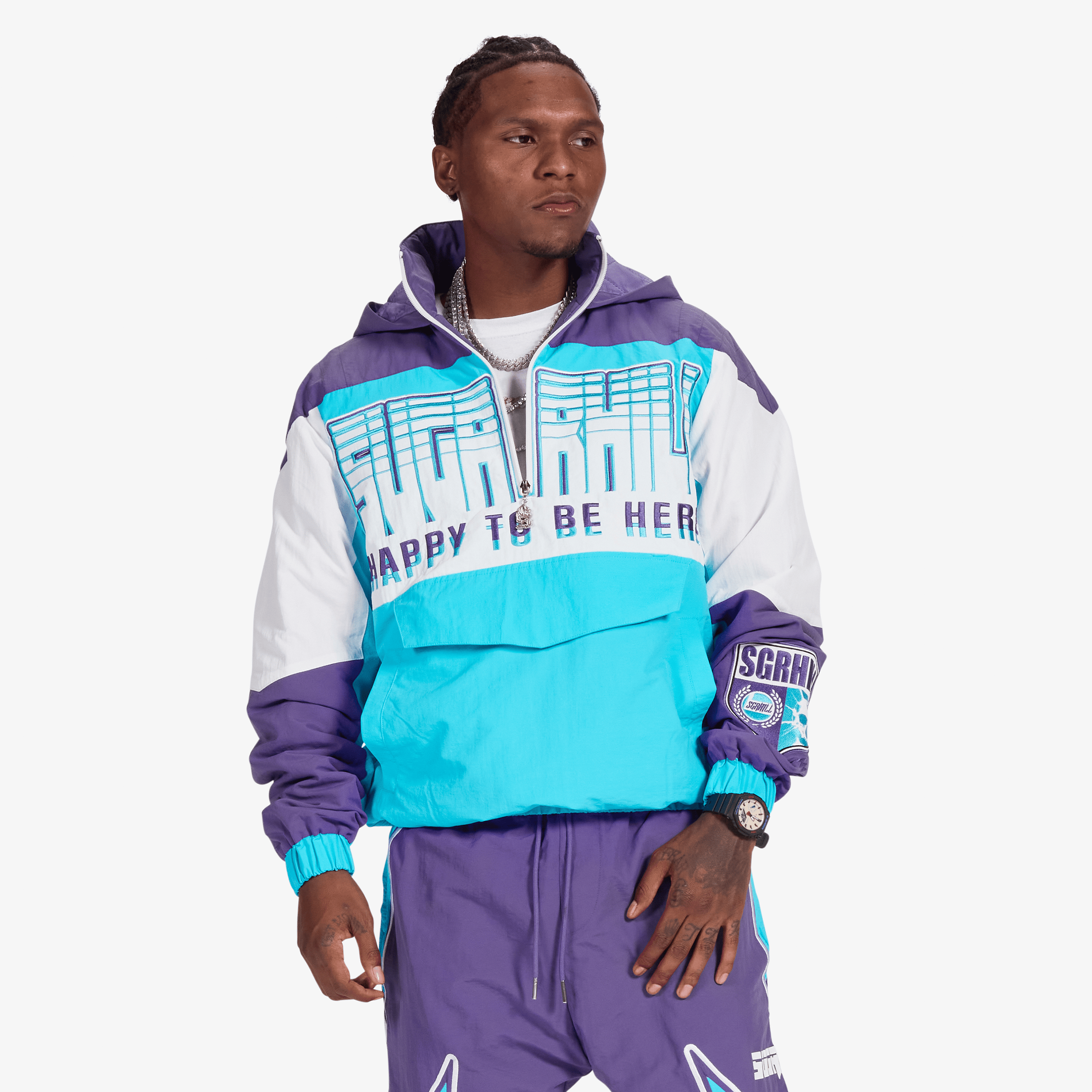 "Storm" Starter Jacket (purple/aqua)