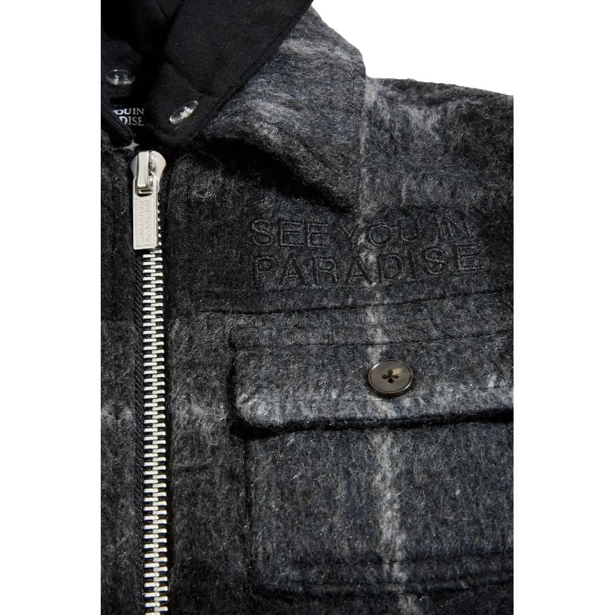 Boys See You In Paradise Hooded Flannel Shacket (Black Shadow) 2568B