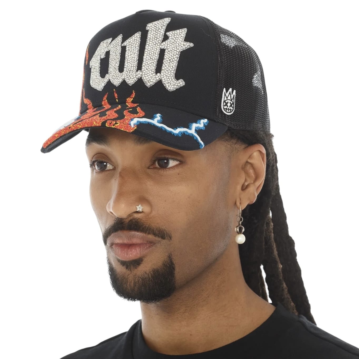 Cult Of Individuality Mesh Back Trucker Flame Hat (Black)