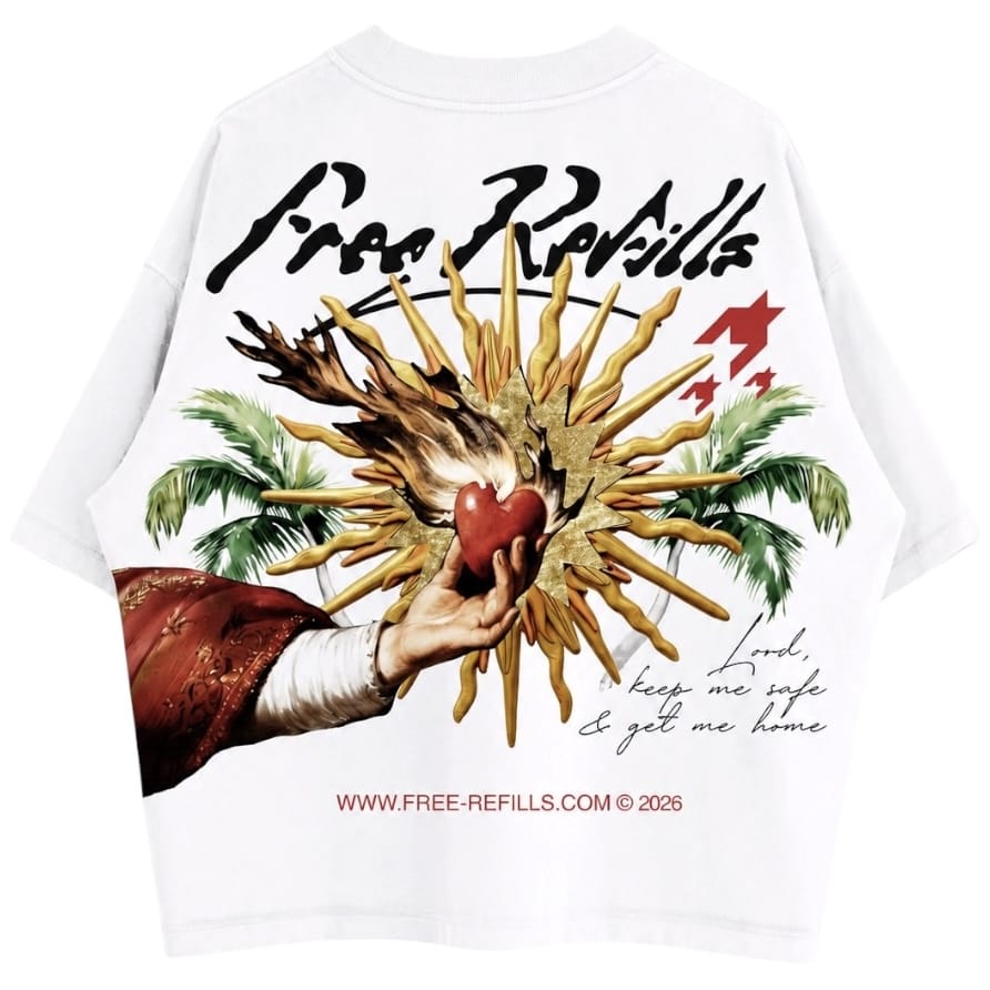 Free Refills Sacred Heart Tee (White) FR-FALL26-009