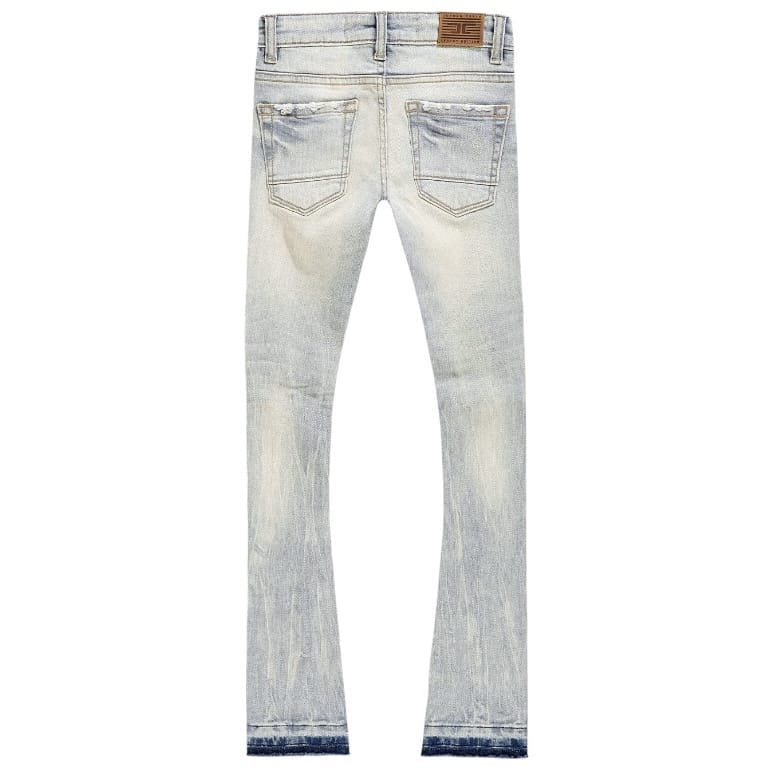 Kids Jordan Craig Stacked Shreds On Knees Denim (Iced Lager) JTF2294K
