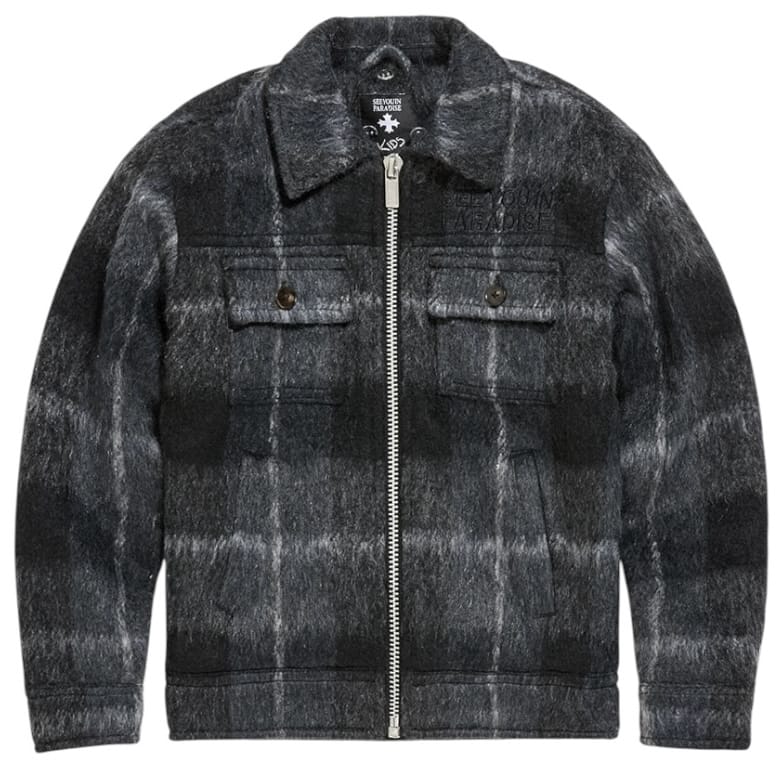 Boys See You In Paradise Hooded Flannel Shacket (Black Shadow) 2568B