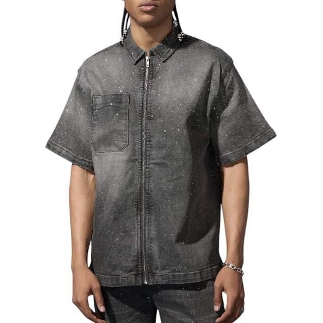 Jordan Craig Radiant Denim Zip Up Shirt (Smoked Grey) 2082