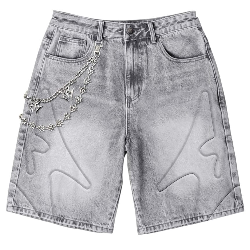 Melee Shogun Embossed Denim Shorts (Gray Wash) ML26-SUM2-22
