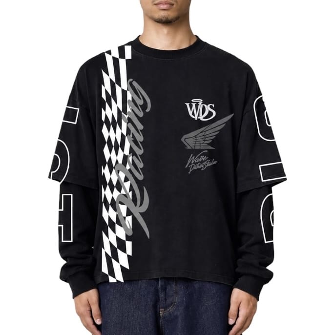 Mr. Wave WDS Racing Oversized Long Sleeve Tee (Black)