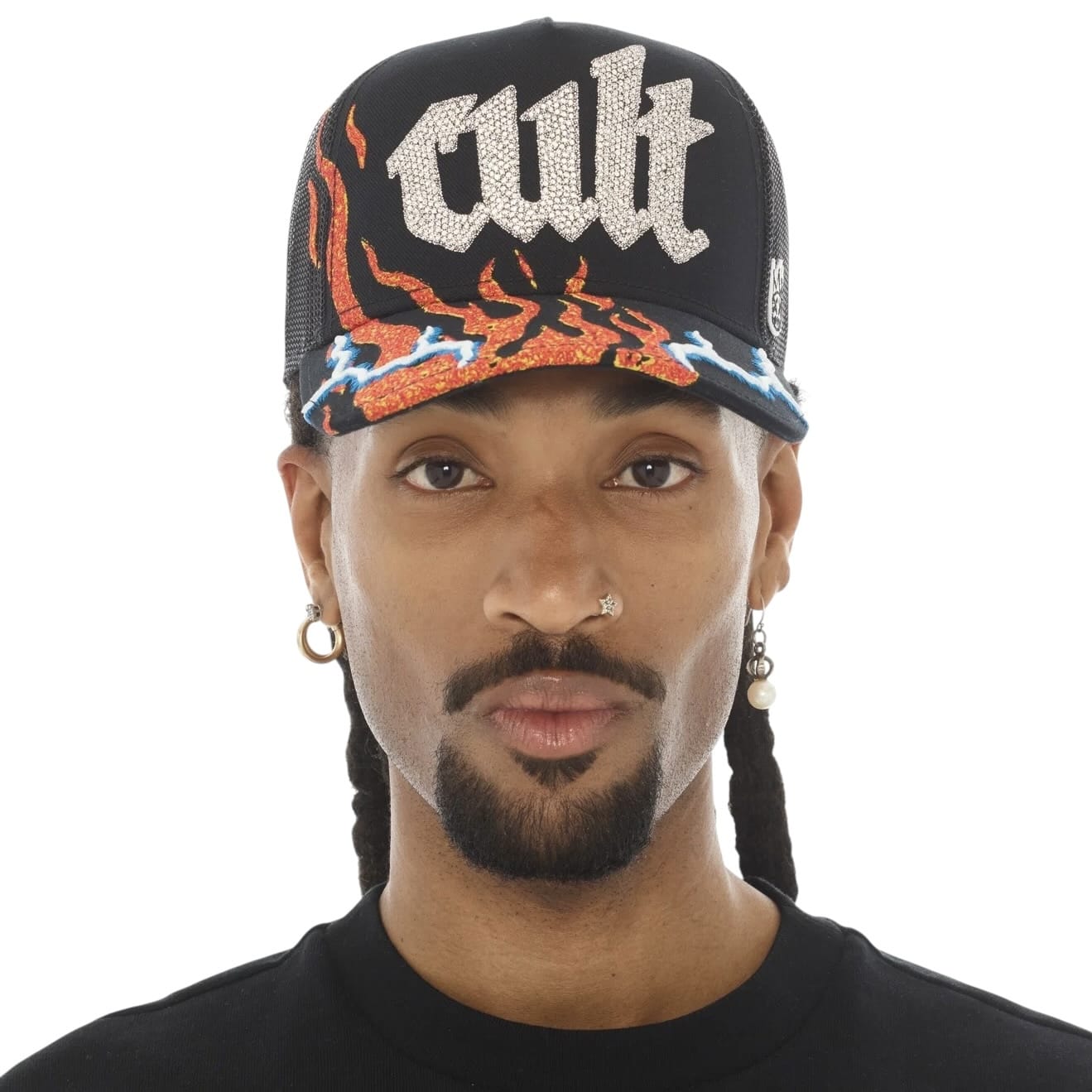 Cult Of Individuality Mesh Back Trucker Flame Hat (Black)
