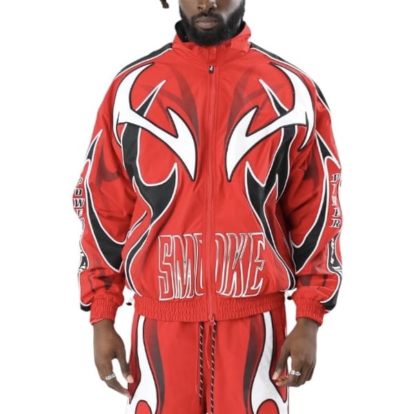 Smoke Rise Power Windbreaker Jacket & Pants Set (Red)