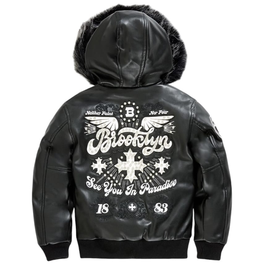 Boys See You In Paradise Brooklyn Hooded Bomber Jacket (Black) 91681B