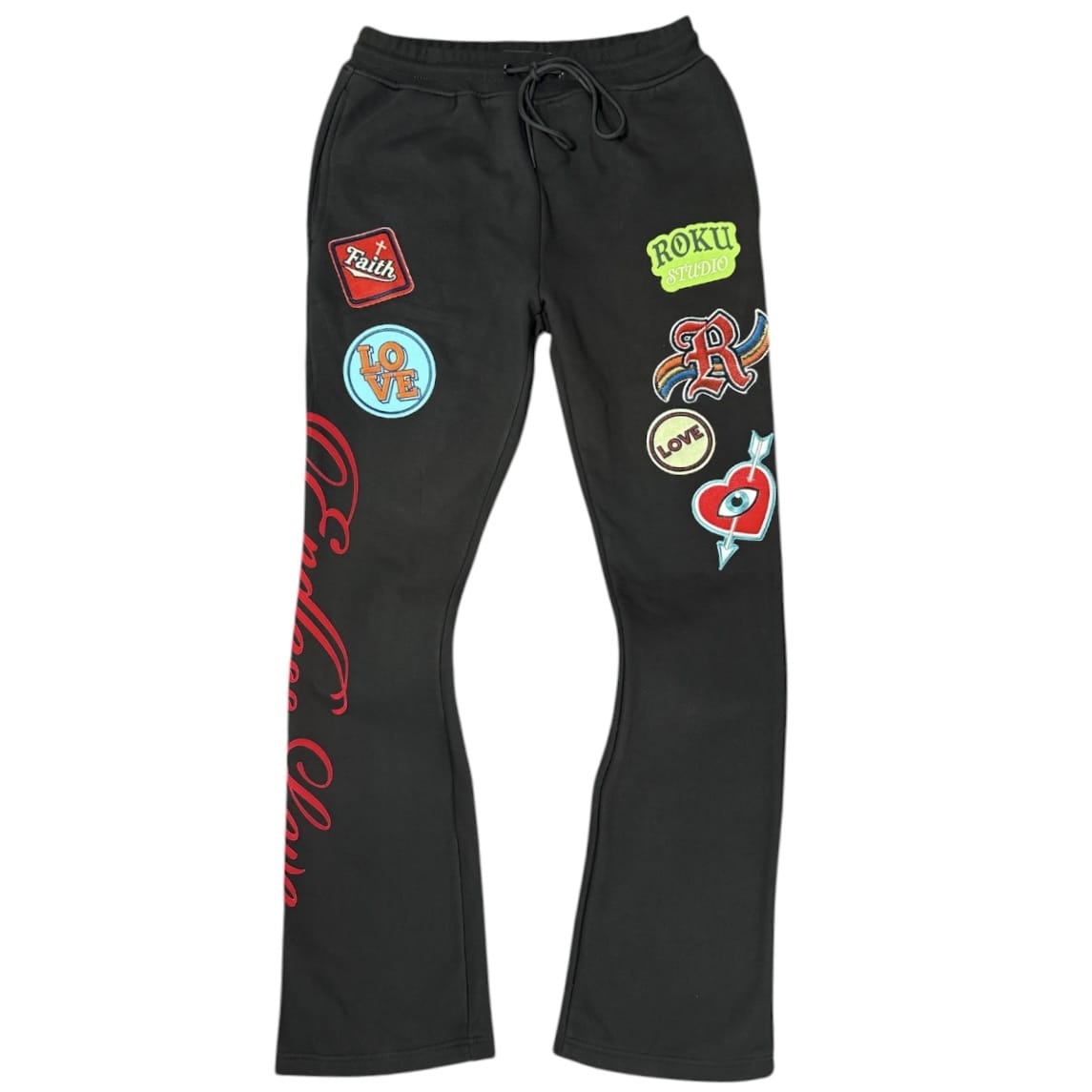 Roku Studios Devotion Faded Zip Hoodie & Flare Sweatpants Set (Black)