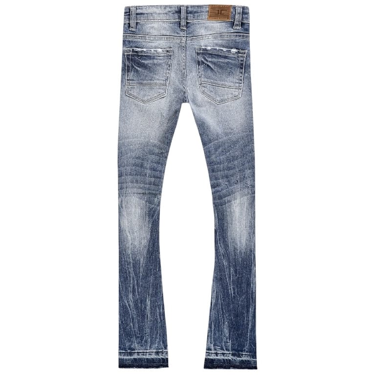 Kids Jordan Craig Stacked Shreds On Knees Denim (M/Blue) JTF2294K