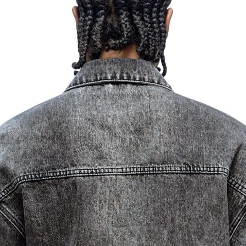 Valabasas Frostscale Denim Short Sleeve Zip Up (Grey Wash) VLBS-VBD1-1027