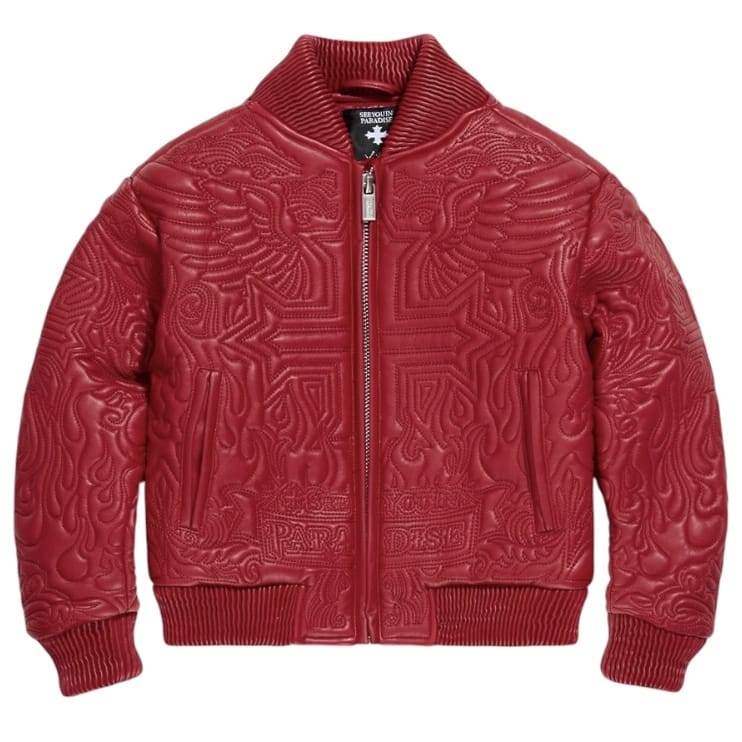 Kids See You In Paradise Sinister Bomber Jacket (Red)