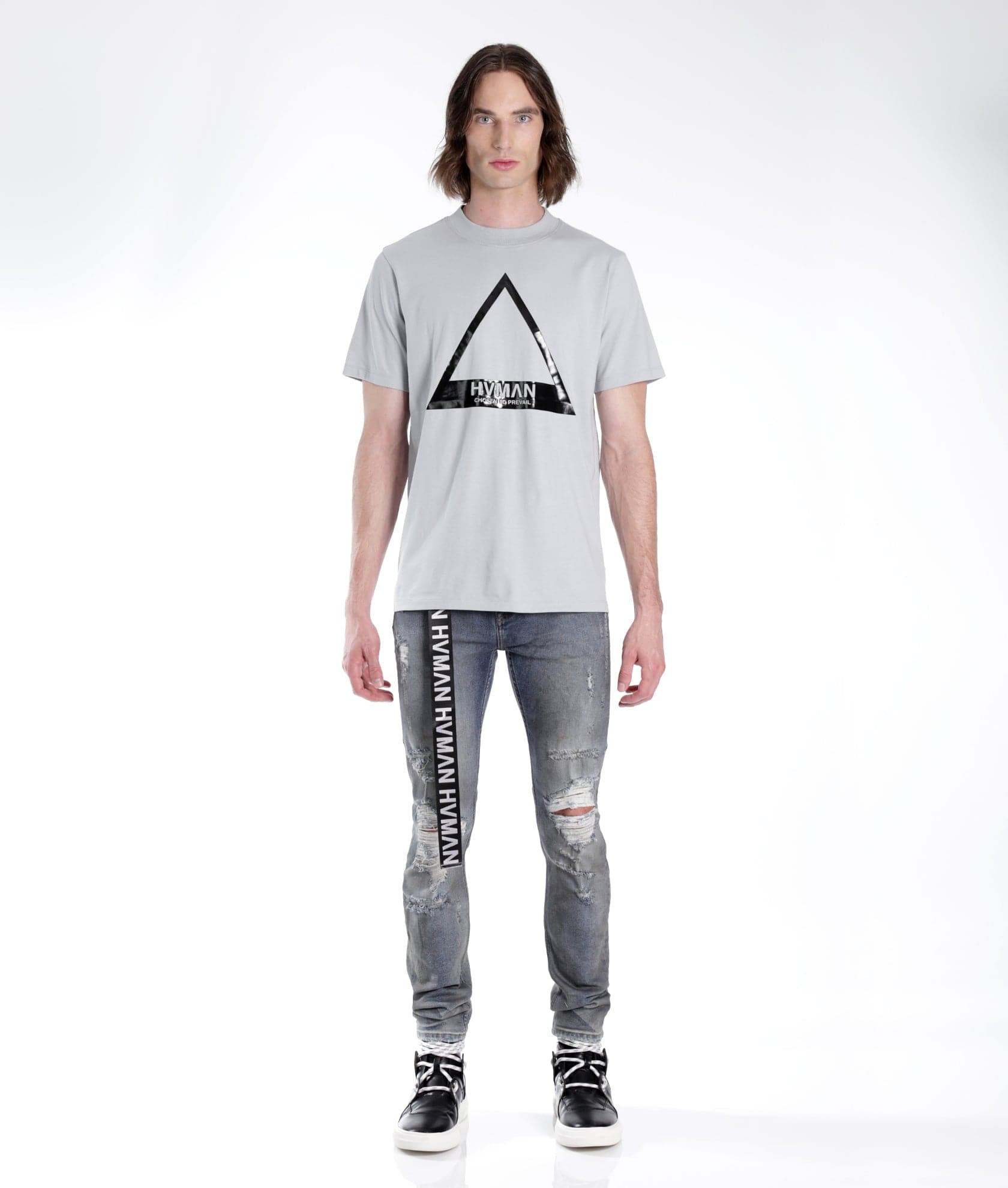 STRAT SUPER SKINNY FIT JEAN w/BLACK BELT IN ALLOY