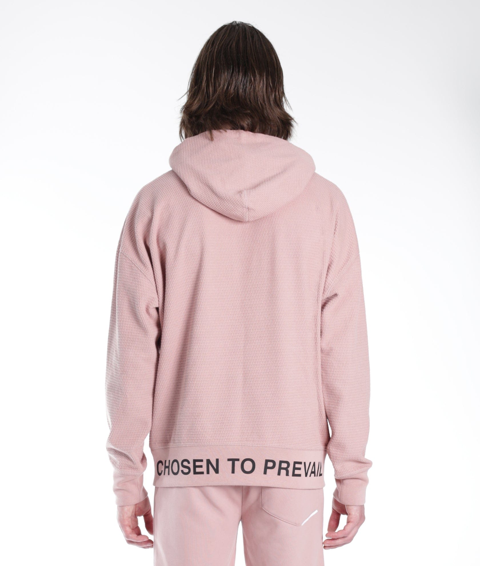 PULLOVER SWEATSHIRT WAFFLE KNIT IN DUSTY PINK