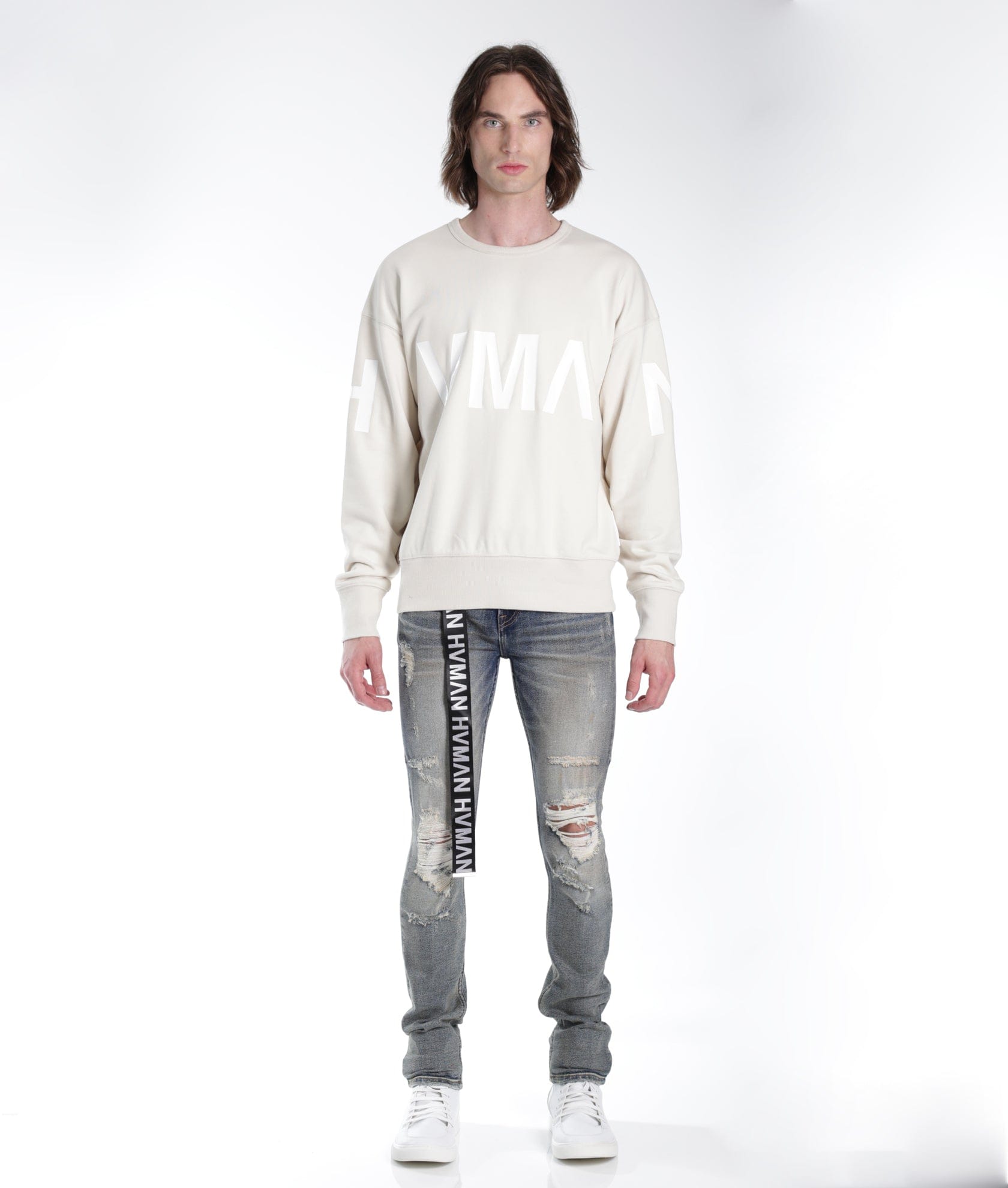 STRAT SUPER SKINNY FIT JEAN w/BLACK BELT IN ALLOY 2
