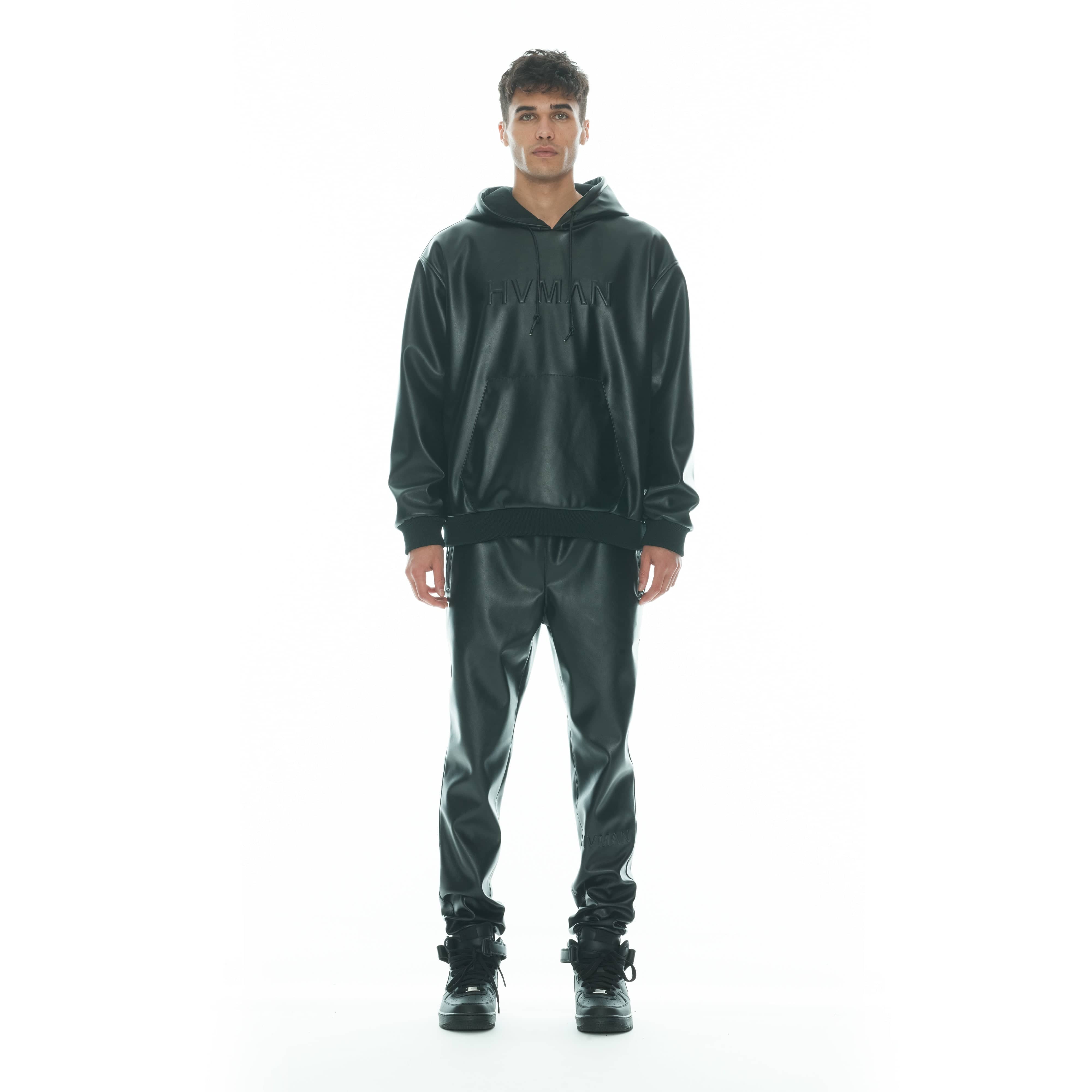 FAUX LEATHER JOGGER IN BLACK