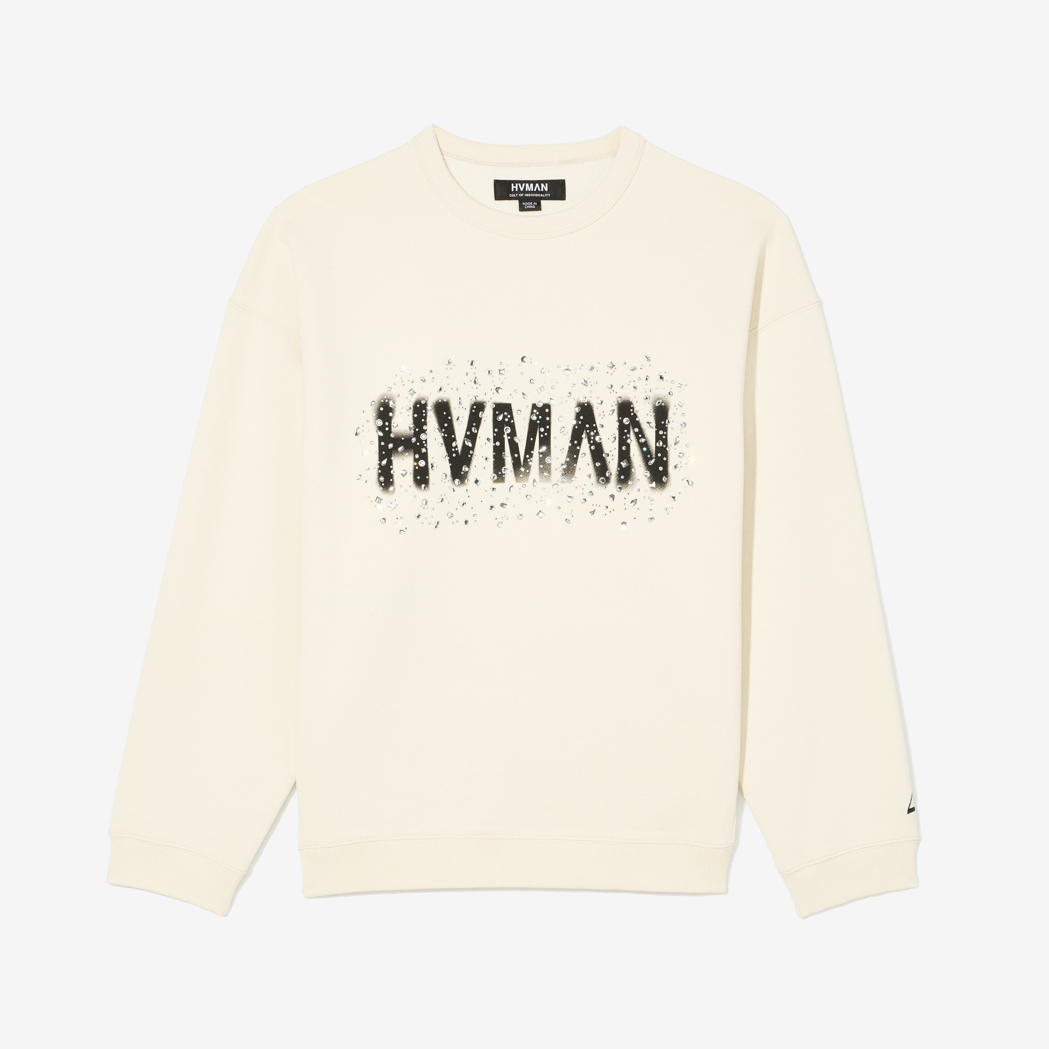 Hvman's Crewneck Sweater "Hvman Diamonds" in Winter White