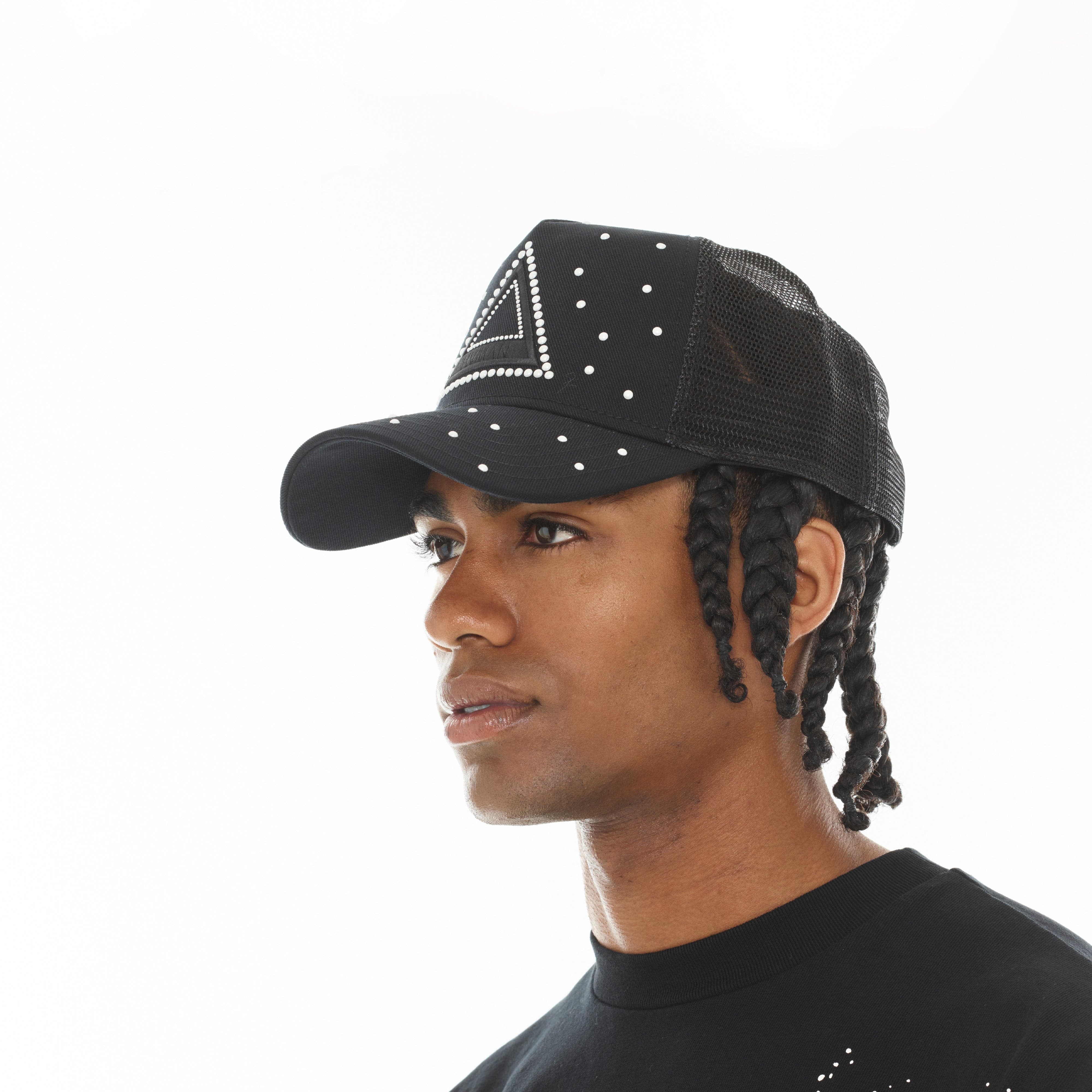 Hvman's Triangle Logo Mesh Trucker Hat in Black