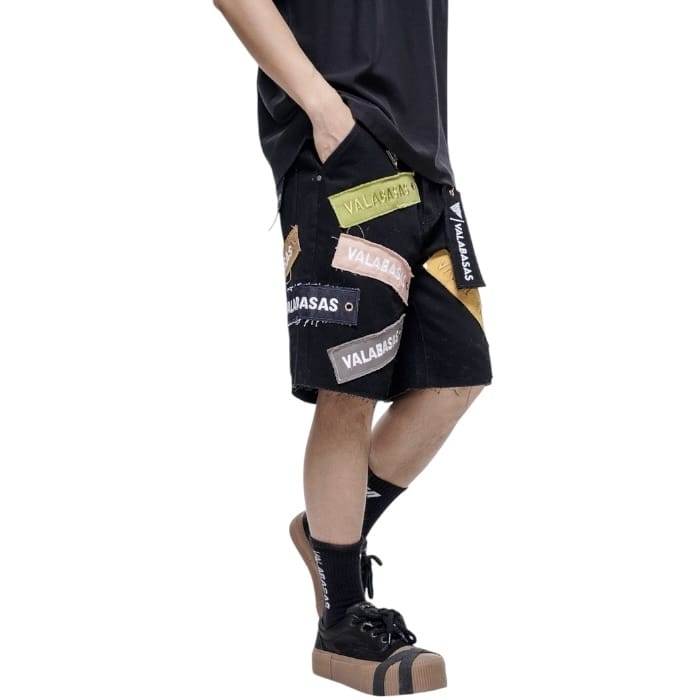 Valabasas Banner Denim Shorts (Jet Black) VLBS-VSH2-1031