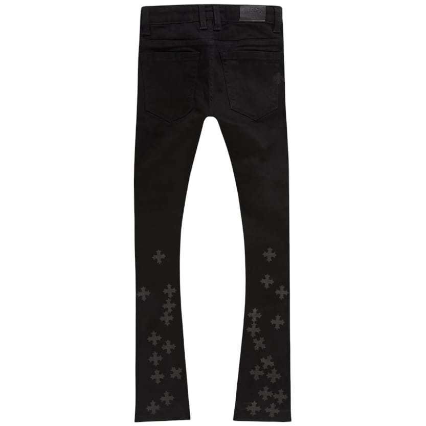 Kids Super Skinny Stacked Forbidden Fruit Denim (Black) JTFP2318K